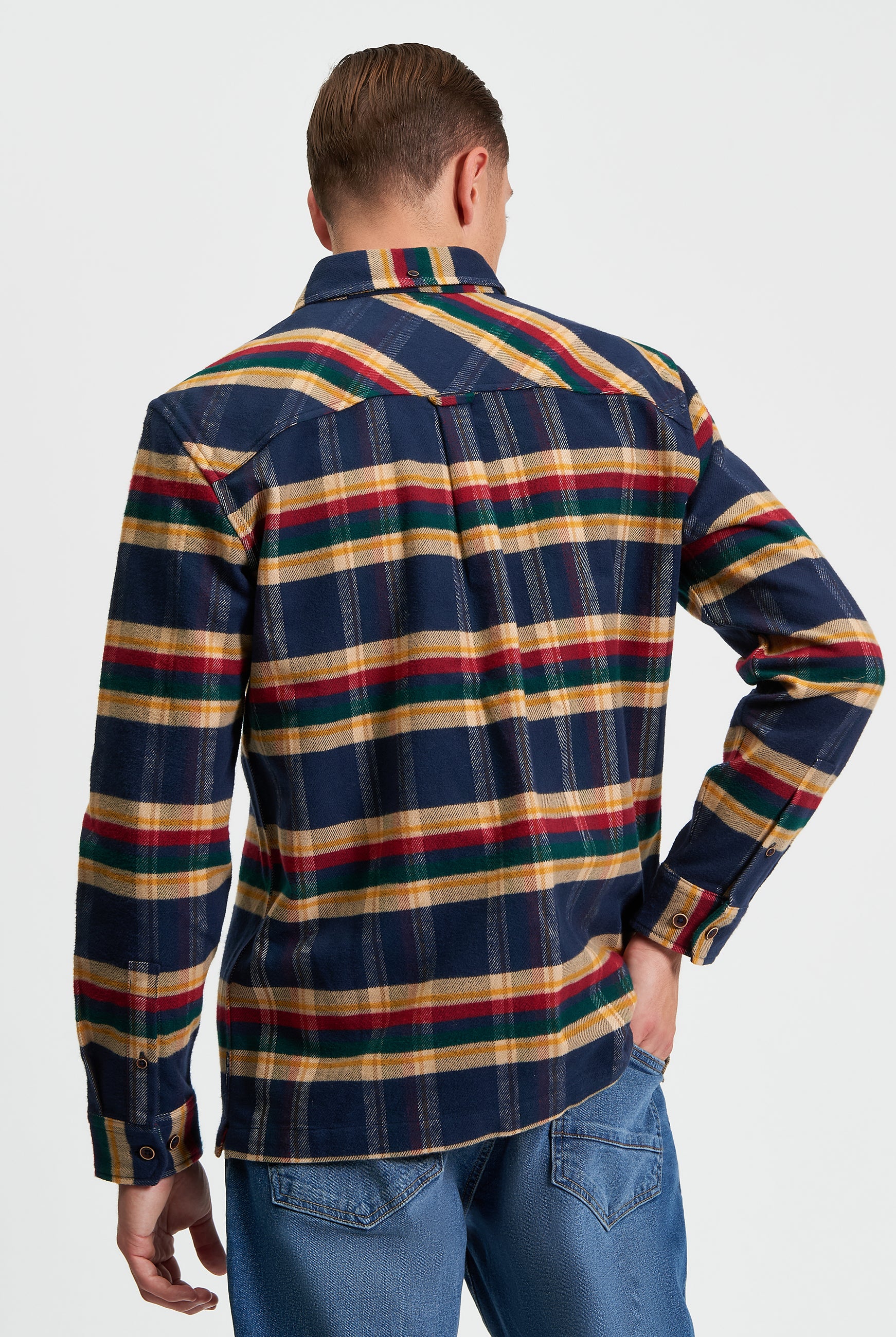 Brushed Check Shirt Flannel Dark Navy