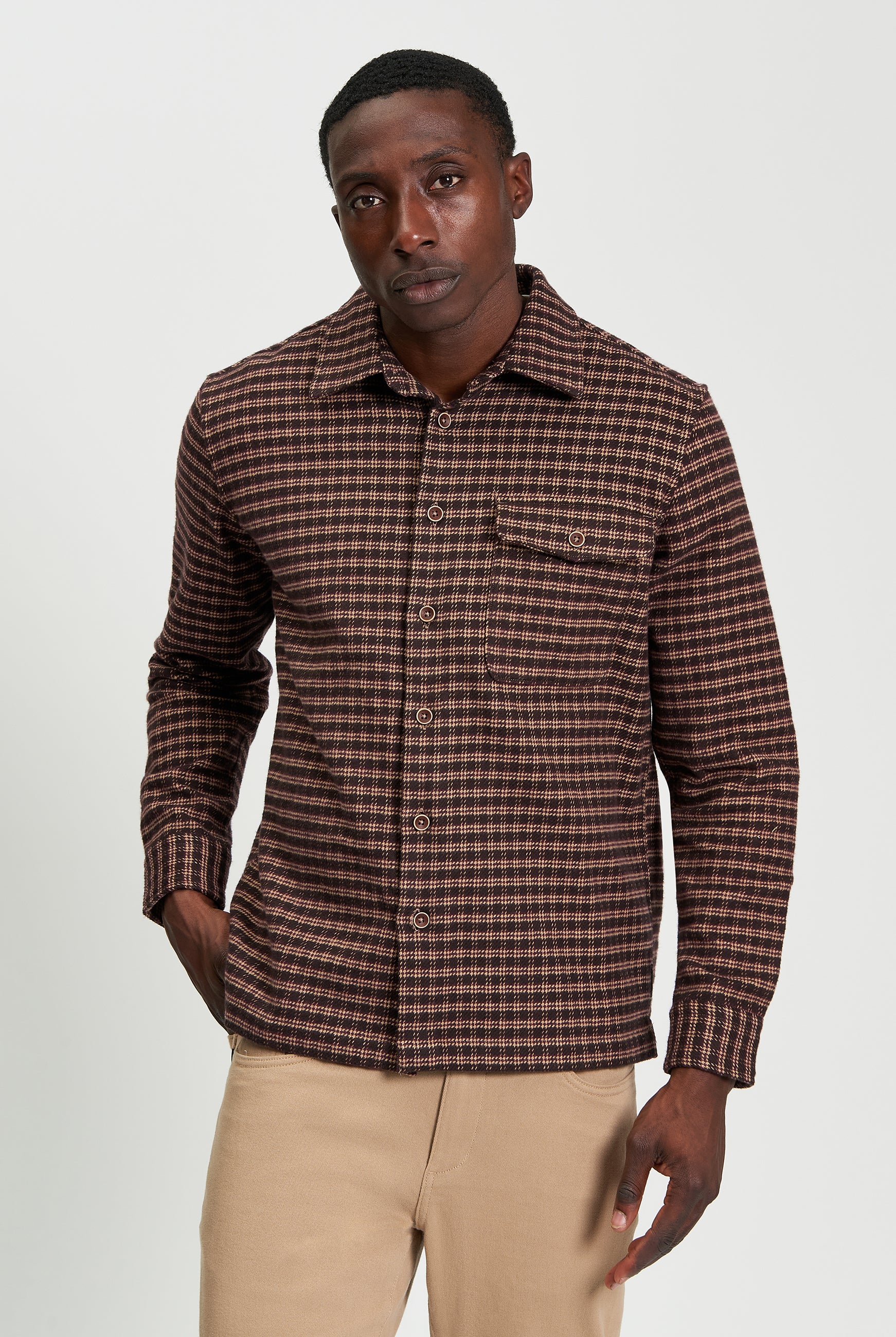 Puppytooth Overshirt - Bark - Front