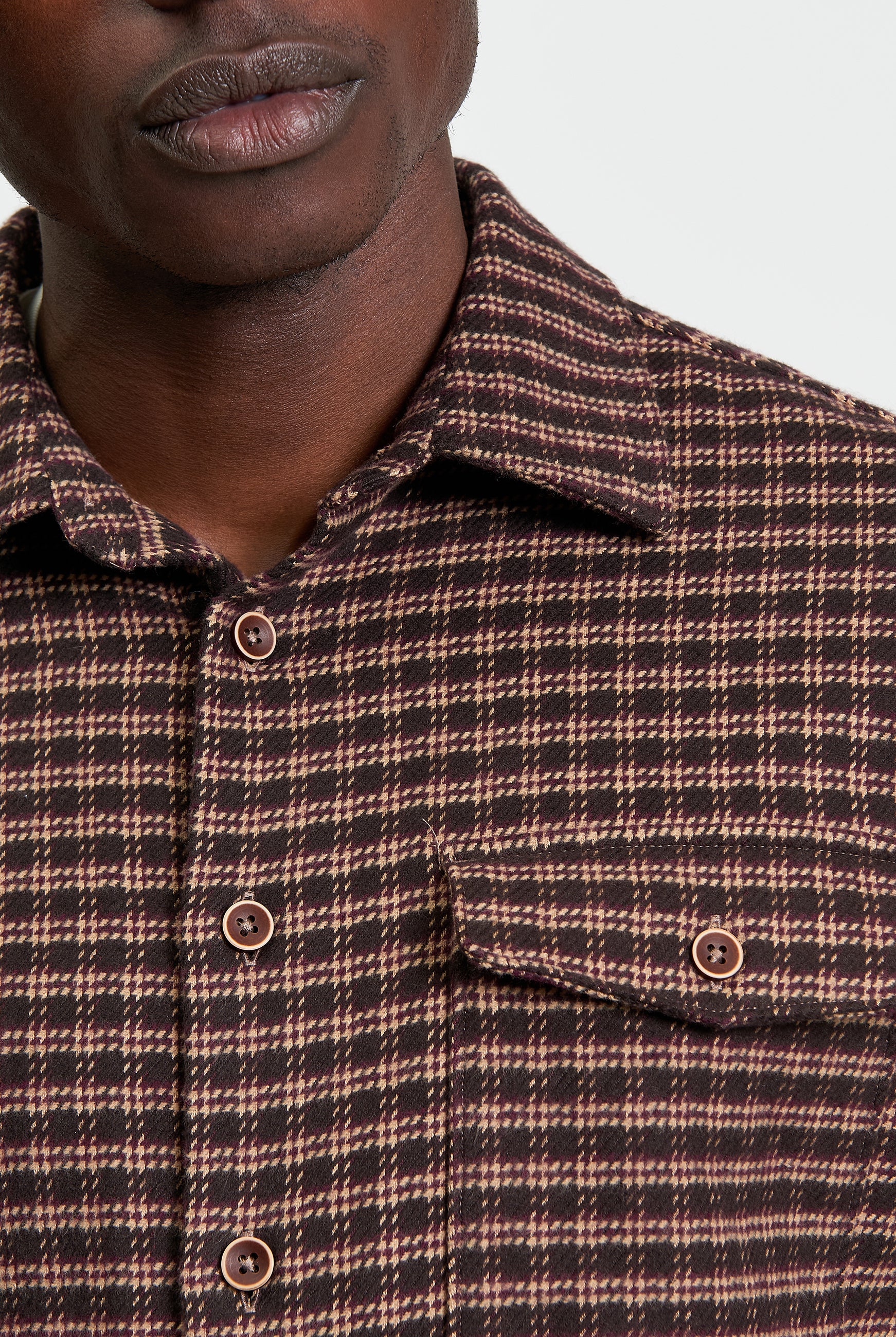 Puppytooth Overshirt - Bark - Close Up