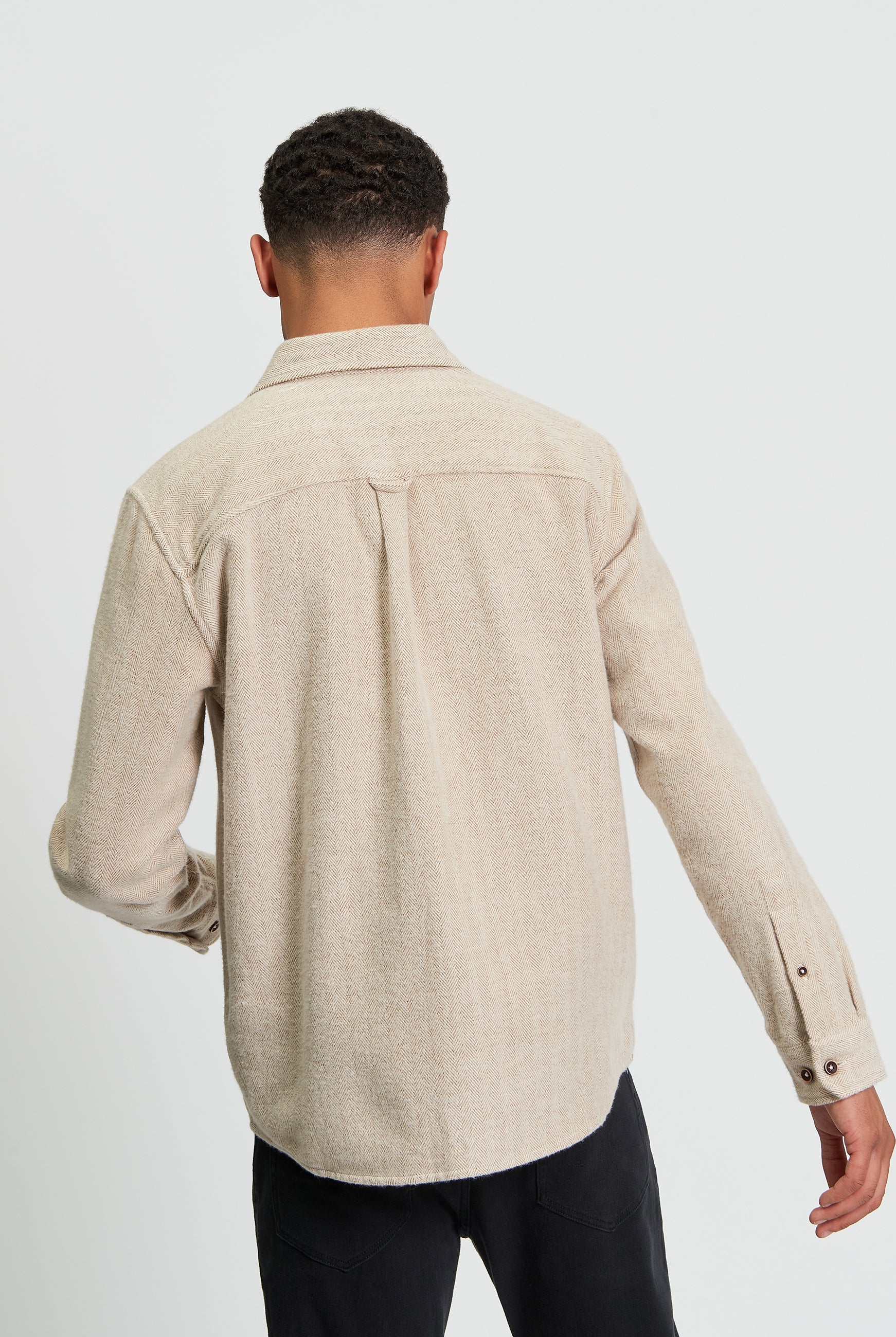 Brushed Herringbone Overshirt - Bronze - Back
