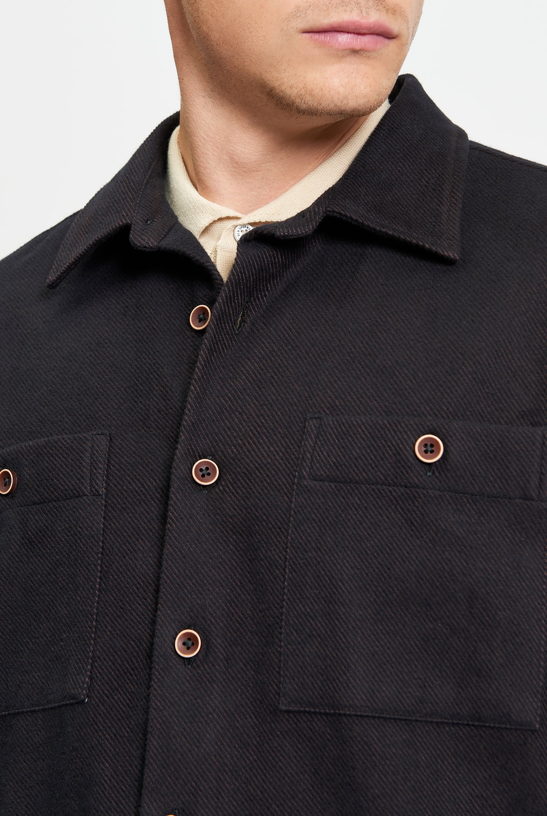 Brushed Overshirt - Bark - Close Up