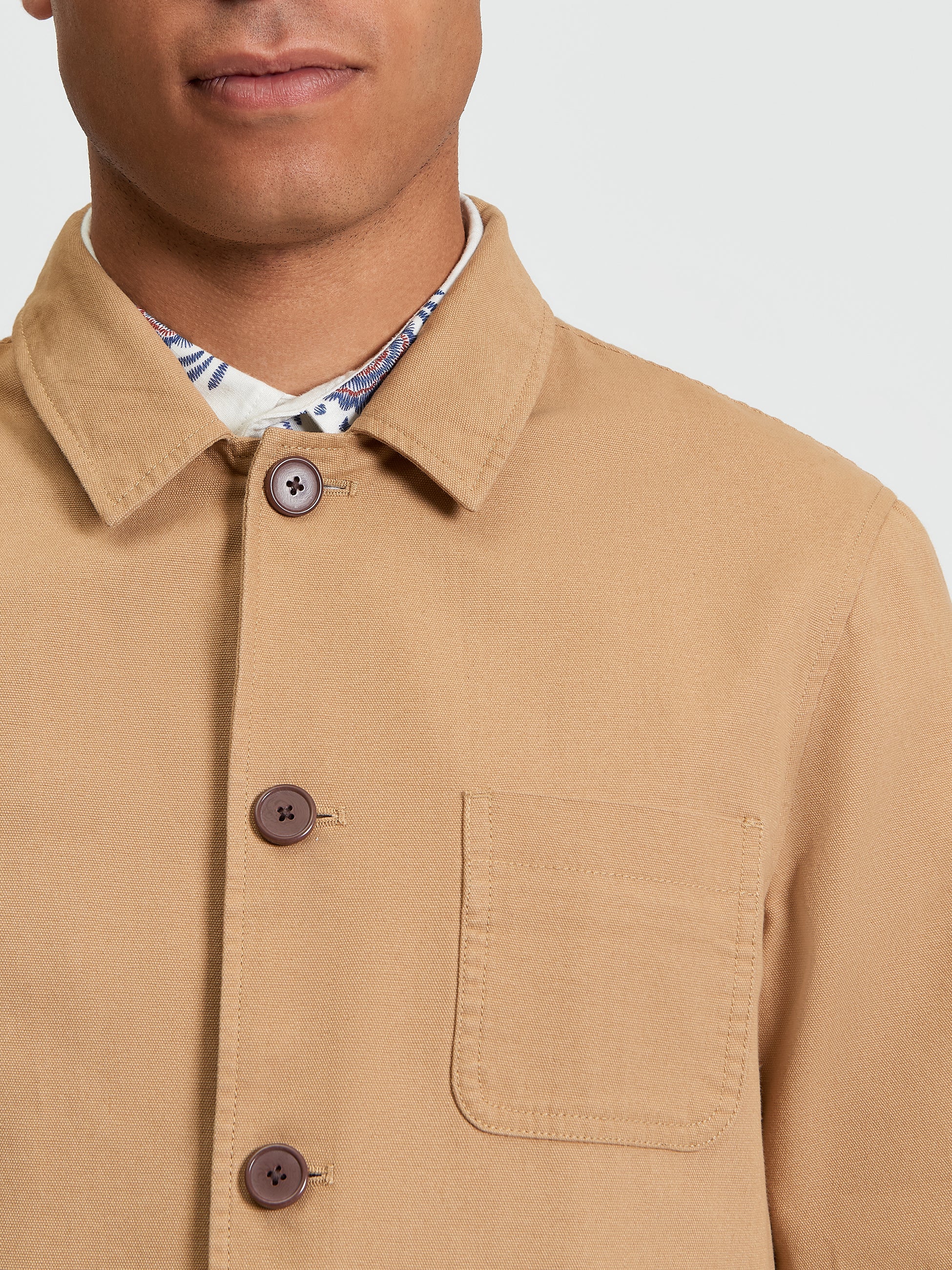 Canvas Chore Jacket - Camel - Close Up