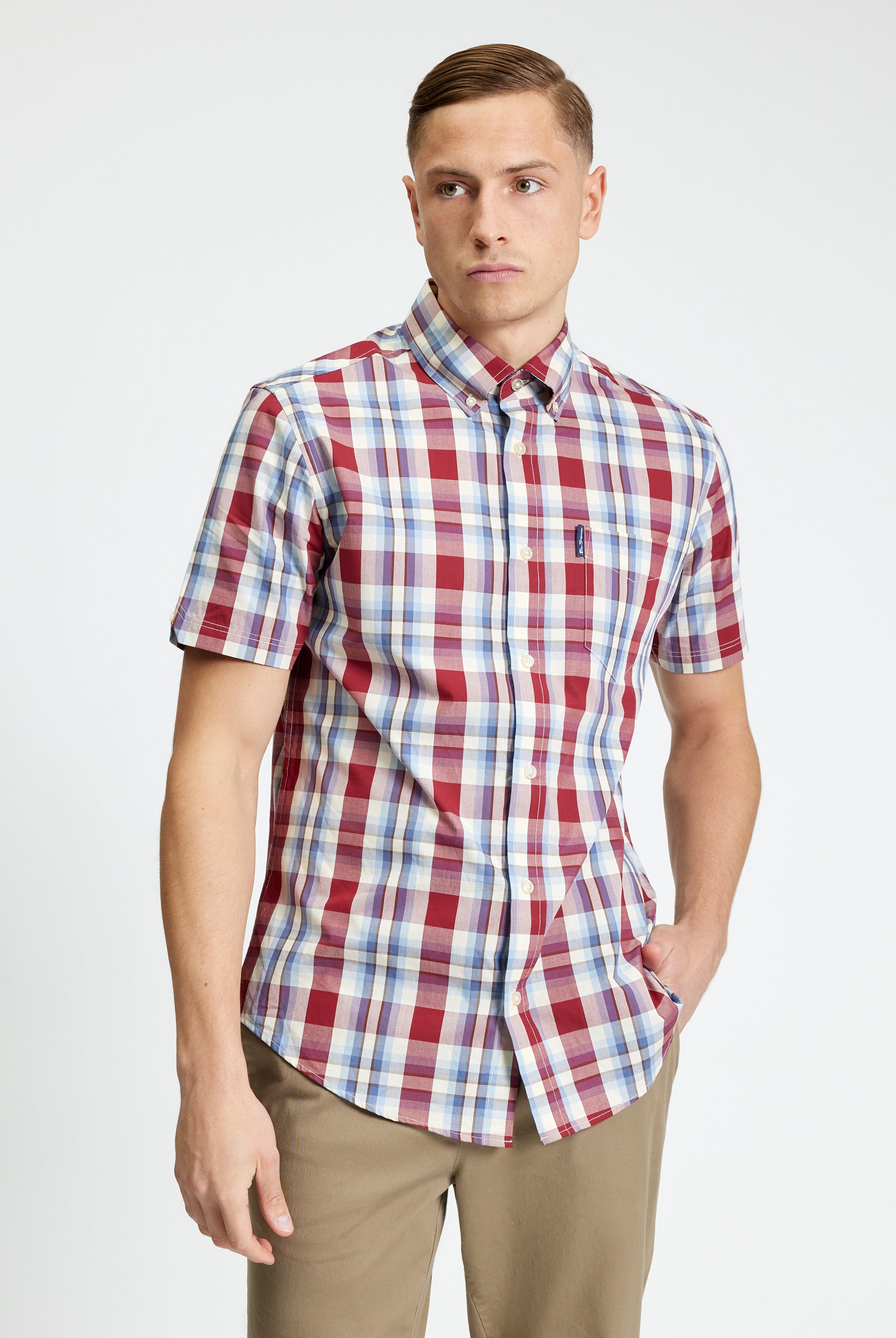 Classic Check Shirt by Ben Sherman in plaid pattern, short sleeve design, stylish and comfortable for everyday wear.