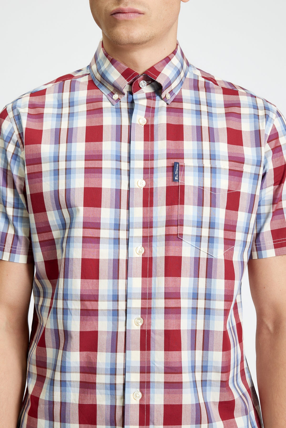 Classic Check – Short sleeve Ben Sherman shirt in red and blue check pattern