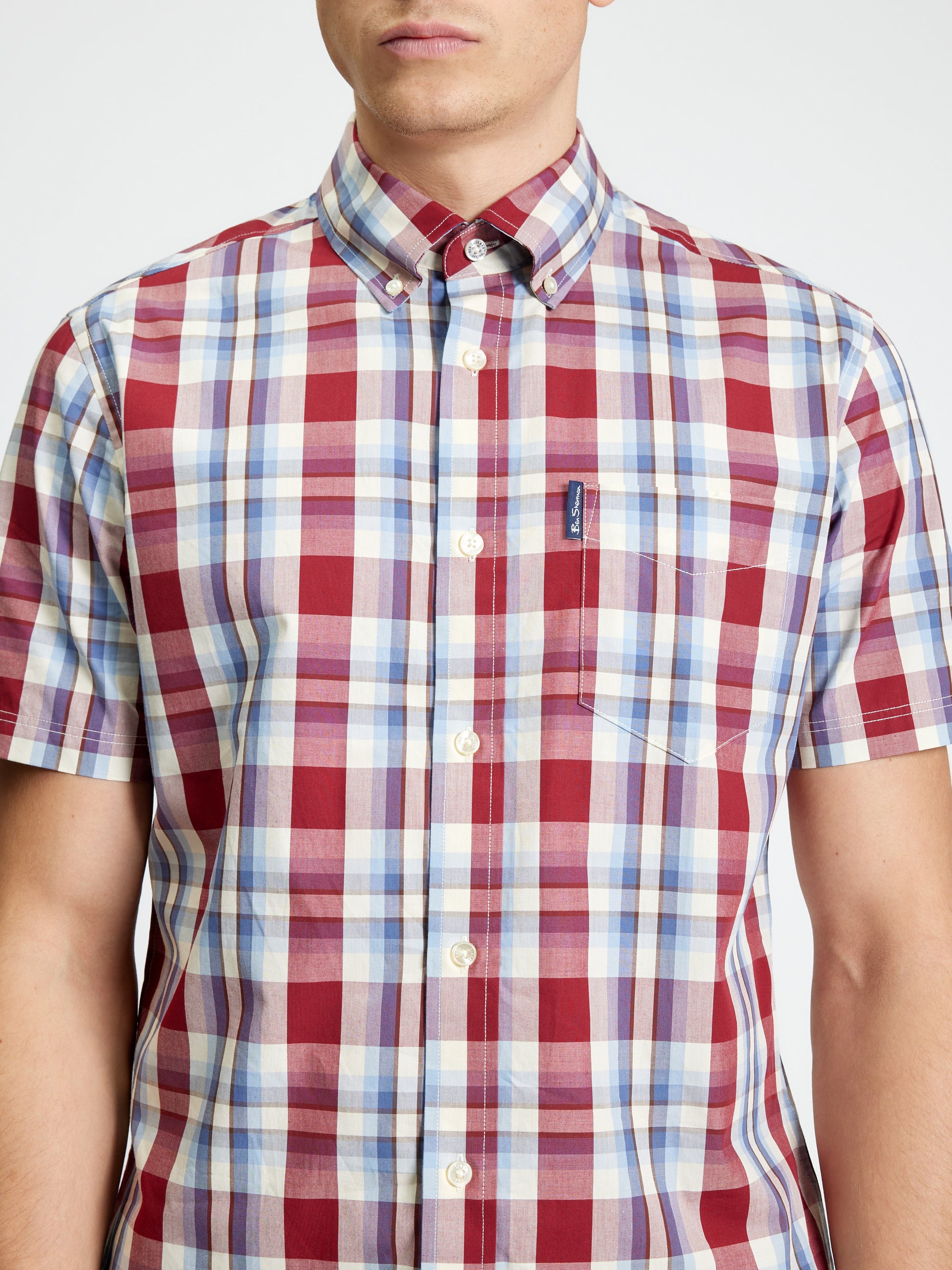 Classic Check – Short sleeve Ben Sherman shirt in red and blue check pattern