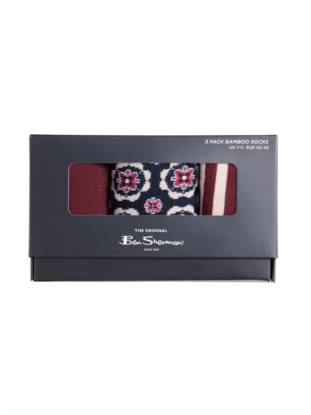 3 Pack Mod Stripe Sock – Assorted striped bamboo socks in a gift box, perfect for gifting and stylish comfort.