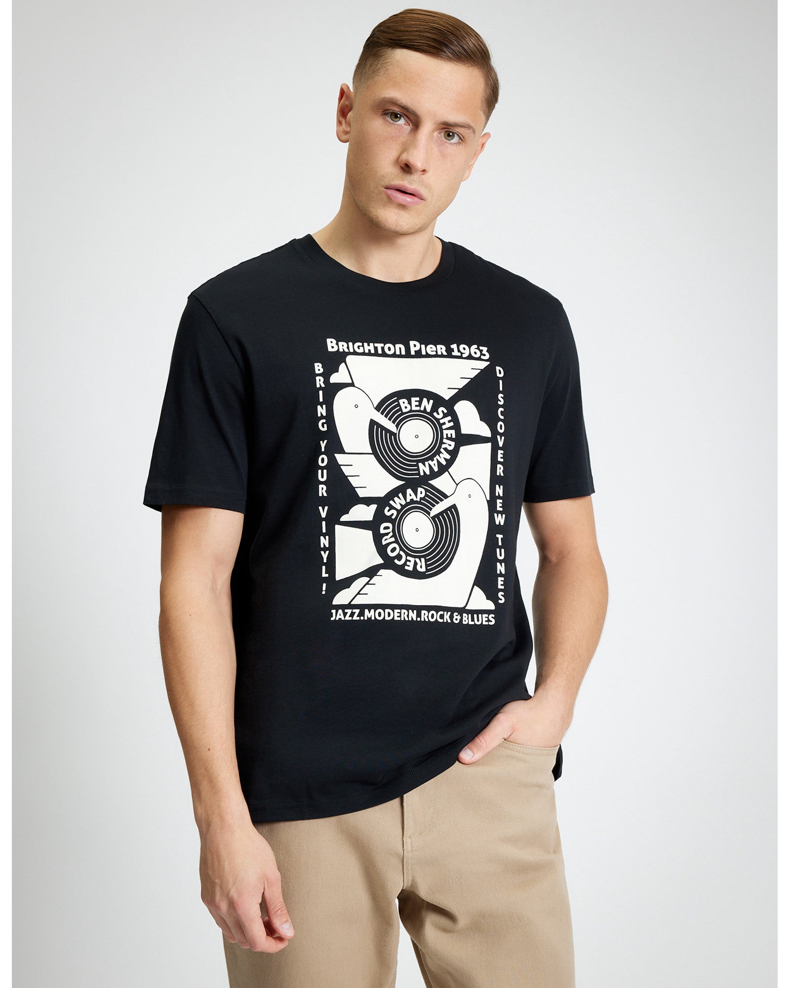 Record Swap Tee - Black - Styled