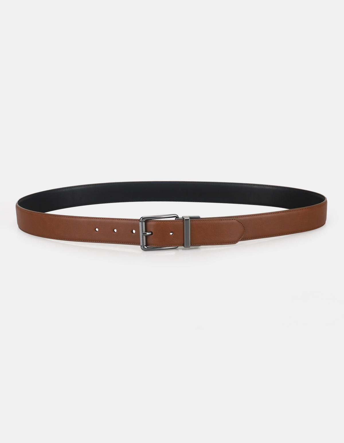 2 BUCKLE BELT SET – brown leather belt with a classic buckle design.