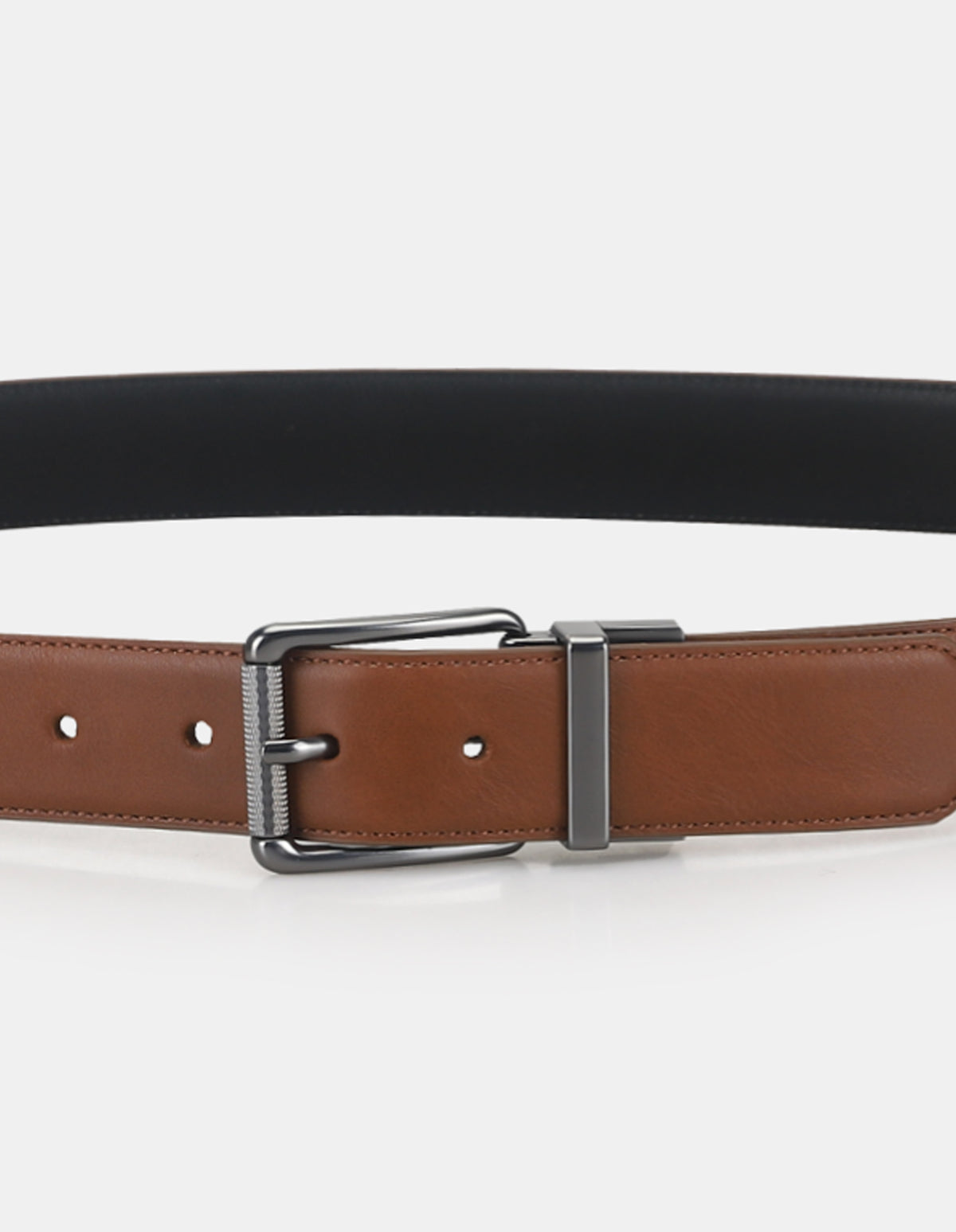 2 BUCKLE BELT SET – stylish brown and black belt with metal buckle for versatile fashion.