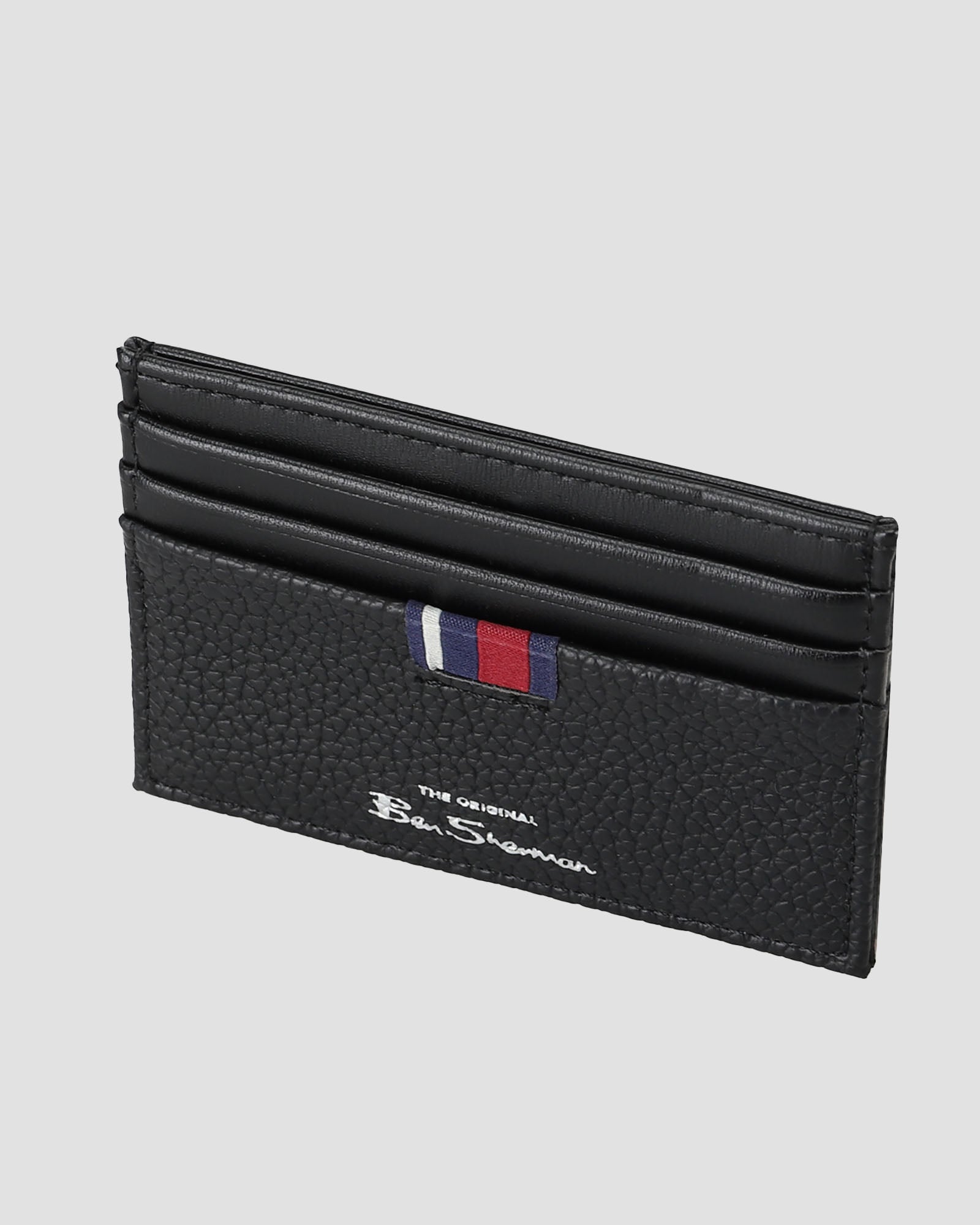 Formal CC and Bottle Opener – black cardholder with foil logo embossing and ribbing detail.