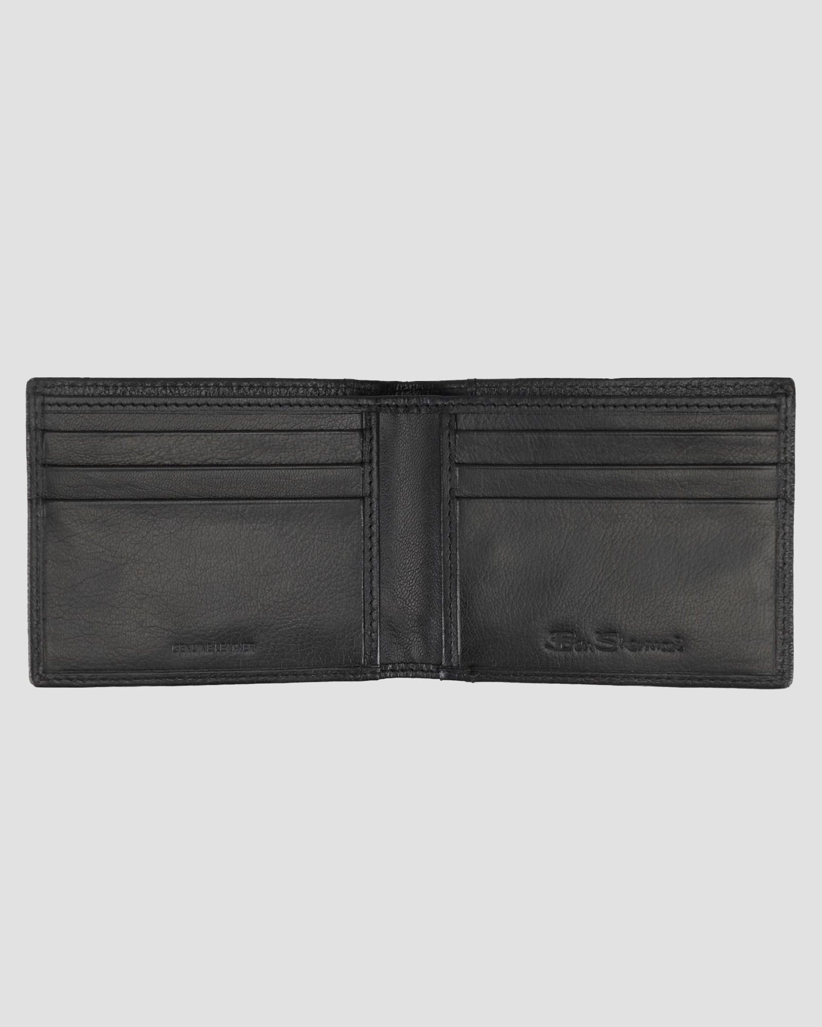 Bi-Fold Wallet With Spine Print – sleek smooth leather finish with ample card space.