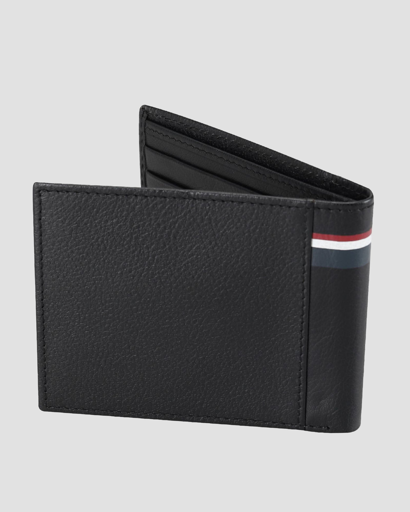 Bi-Fold Wallet With Spine Print – sleek genuine leather wallet with ample card space and stylish spine print.