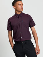 Signature Oxford Short Sleeve Shirt - Dark Wine - Front View