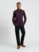 Signature Oxford Long Sleeve Shirt - Dark Wine - Full Length View