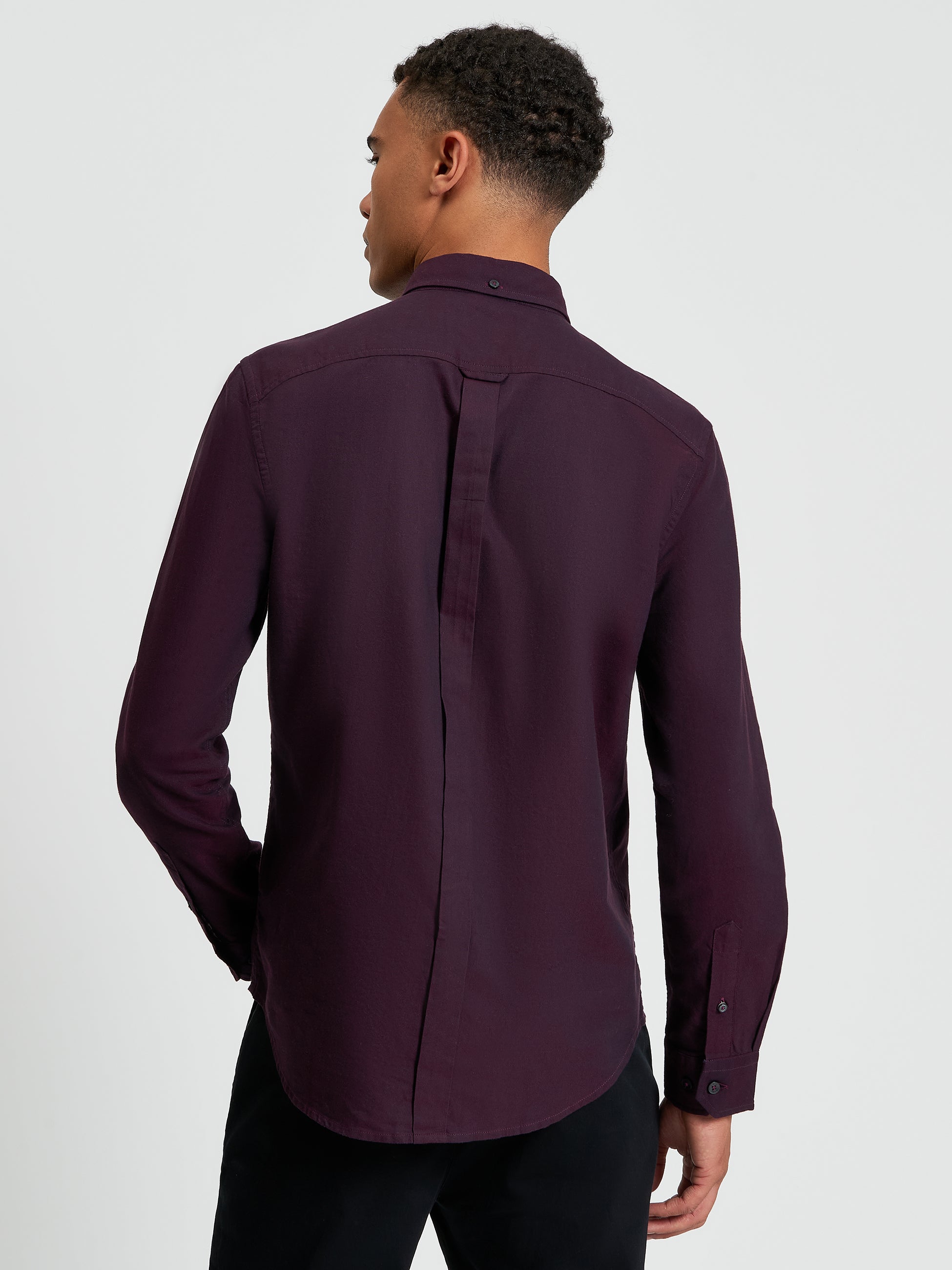 Signature Oxford Long Sleeve Shirt - Dark Wine - Back View