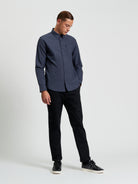 Signature Oxford Long Sleeve Shirt - Slate - Full Length View