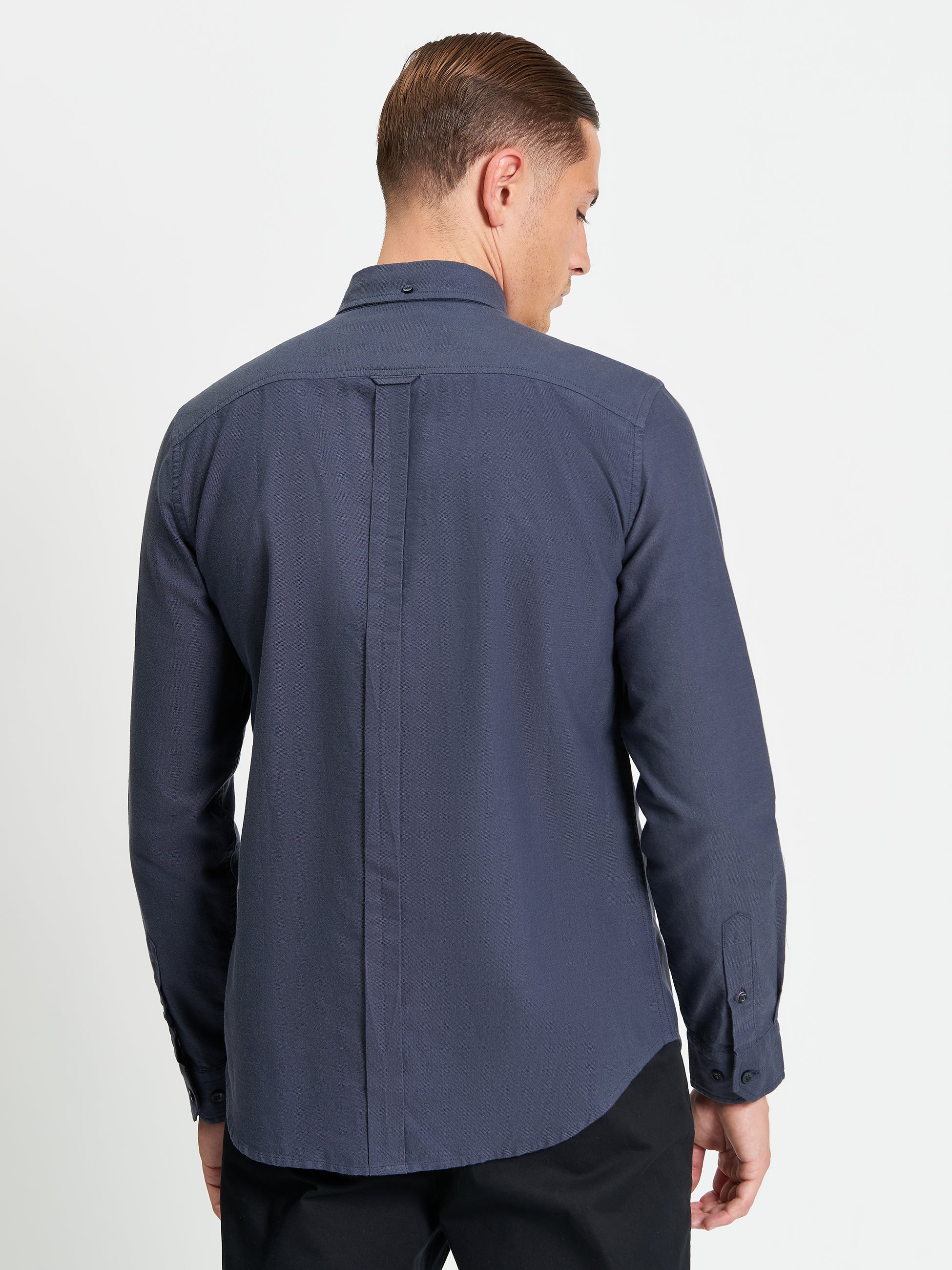 Signature Oxford Long Sleeve Shirt - Slate - Back View