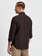Signature Oxford Long Sleeve Shirt - Dark Brown - Back