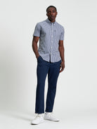 Gingham Check Short Sleeve Shirt Dark Blue