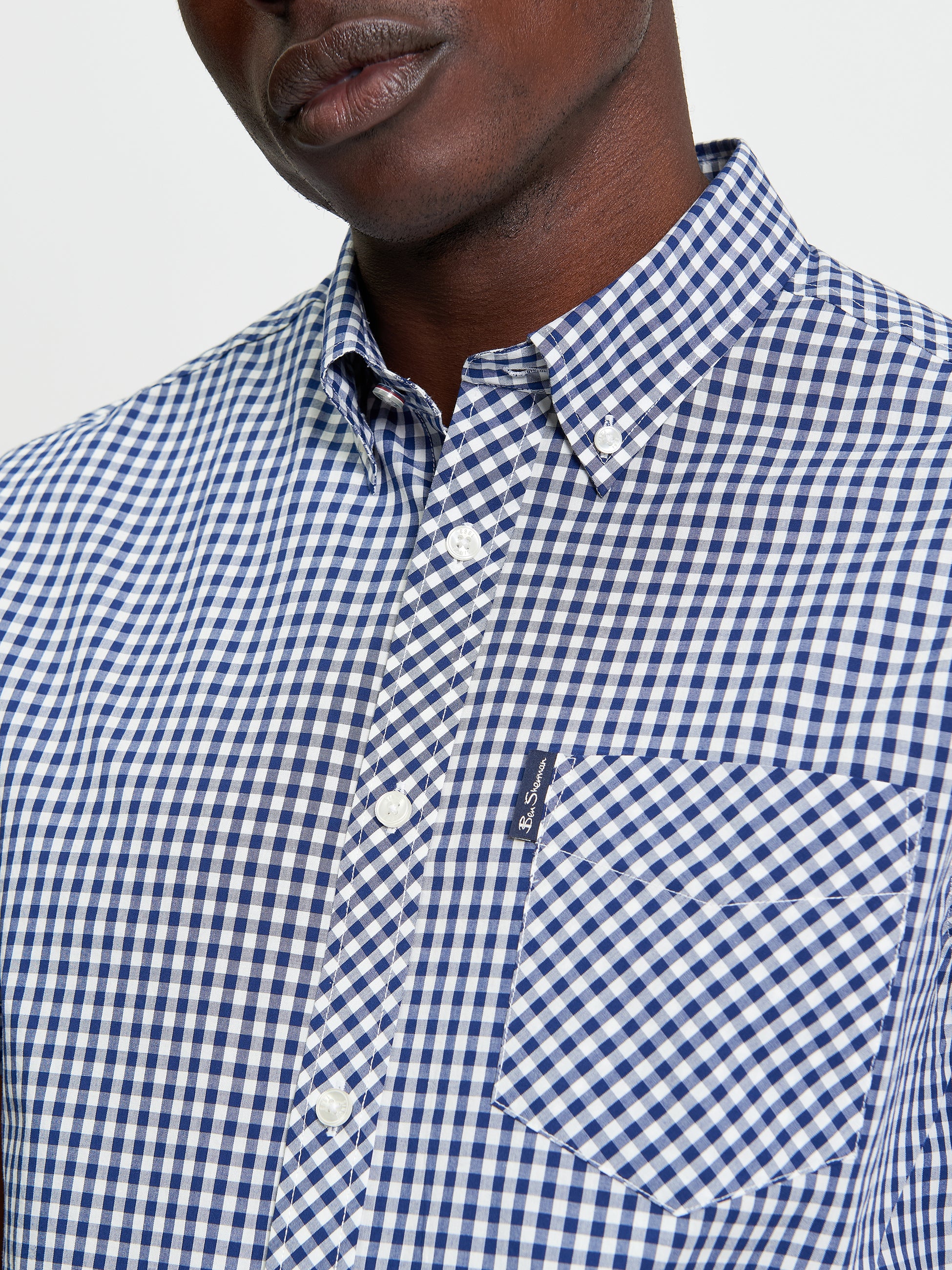 Gingham Check Short Sleeve Shirt Dark Blue