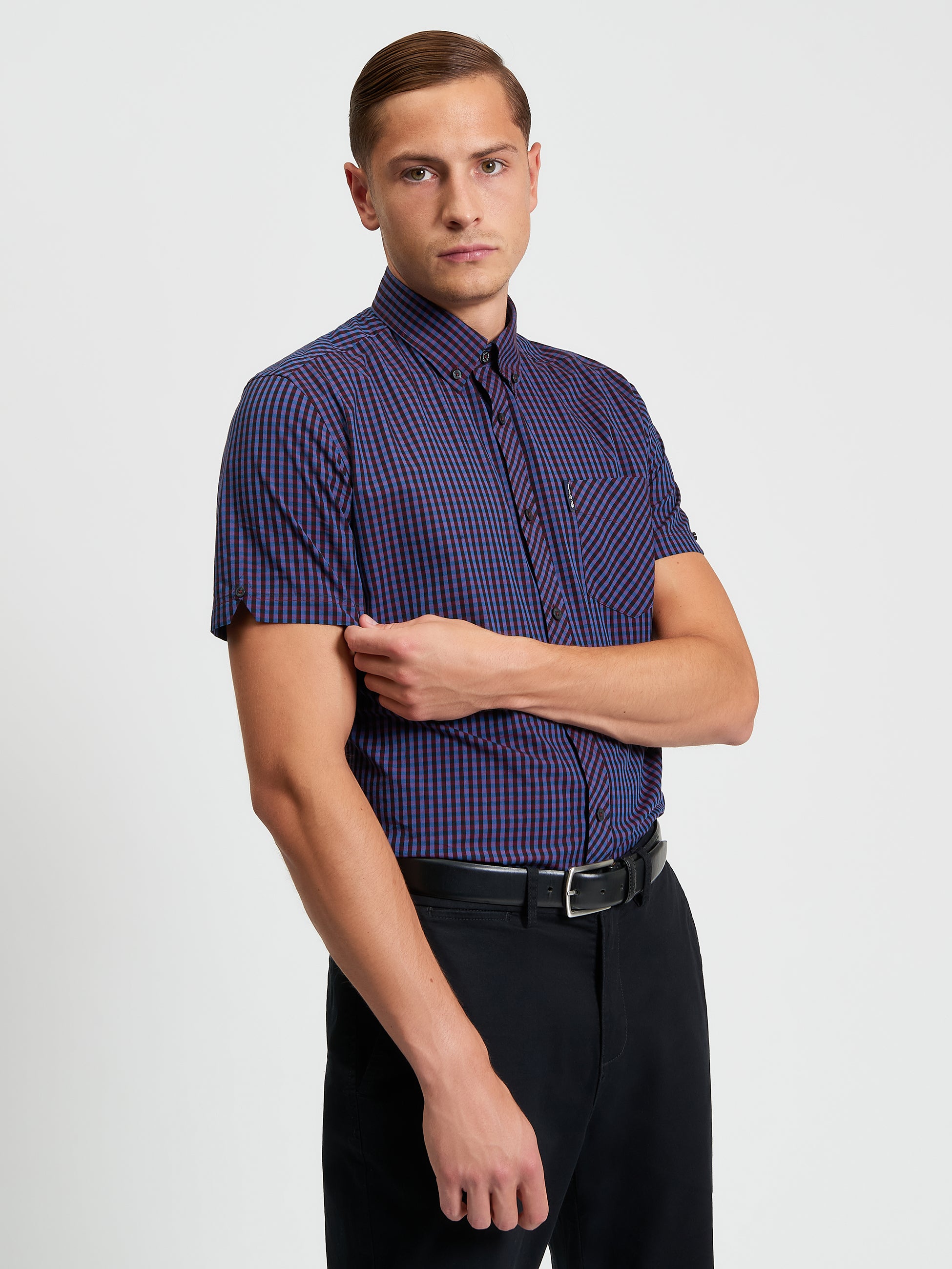 Signature Gingham Short Sleeve Shirt - Red - Front