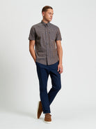 Signature Gingham Short Sleeve Shirt - Bronze - Full Length