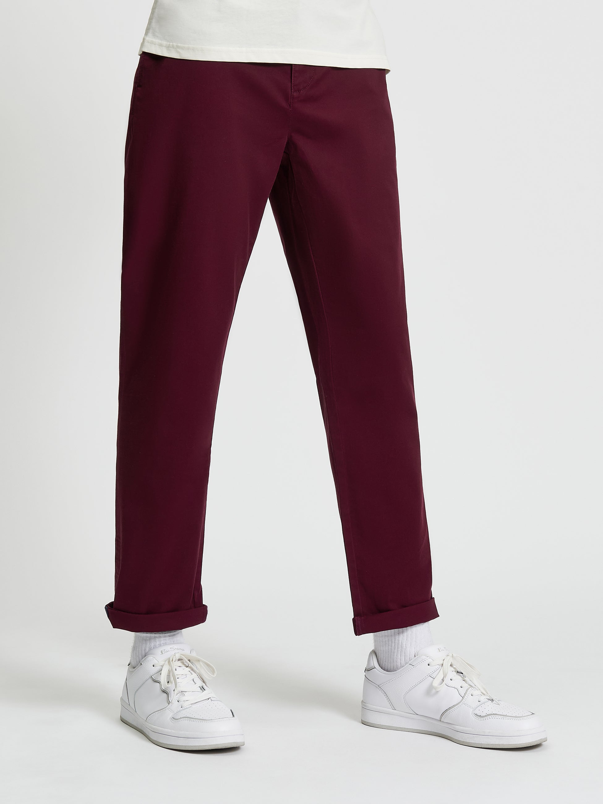 Signature Slim Stretch Chino - Dark Wine - Front View