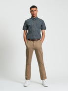 Signature House Check Short Sleeve Shirt - Teal- Full Length 