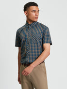 Signature House Check Short Sleeve Shirt - Teal - Front