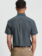 Signature House Check Short Sleeve Shirt - Teal - Back