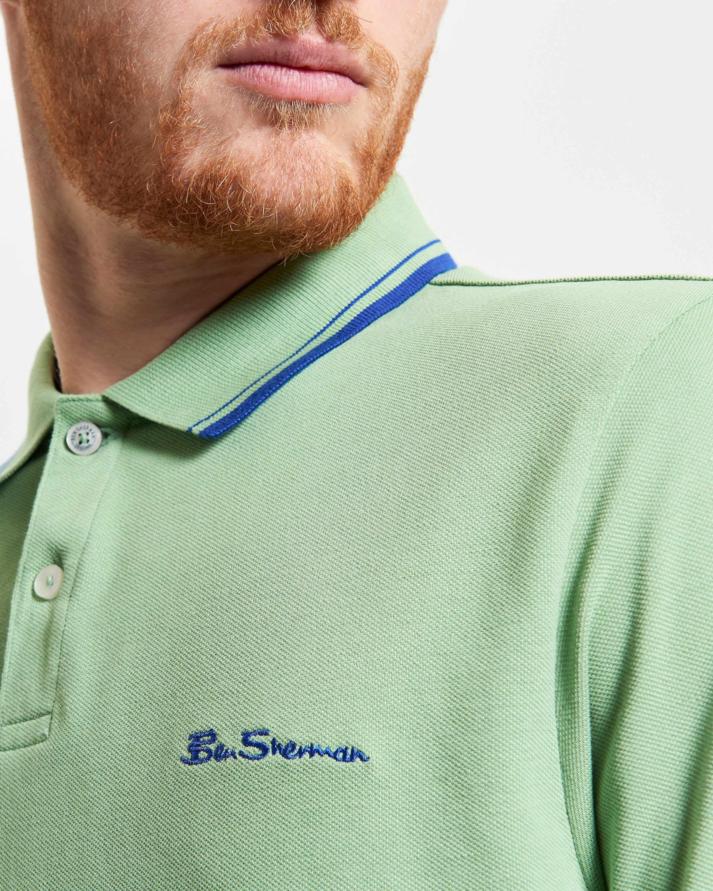 Signature Pique Polo – Green – Regular Fit with Contrast Detailing by Ben Sherman