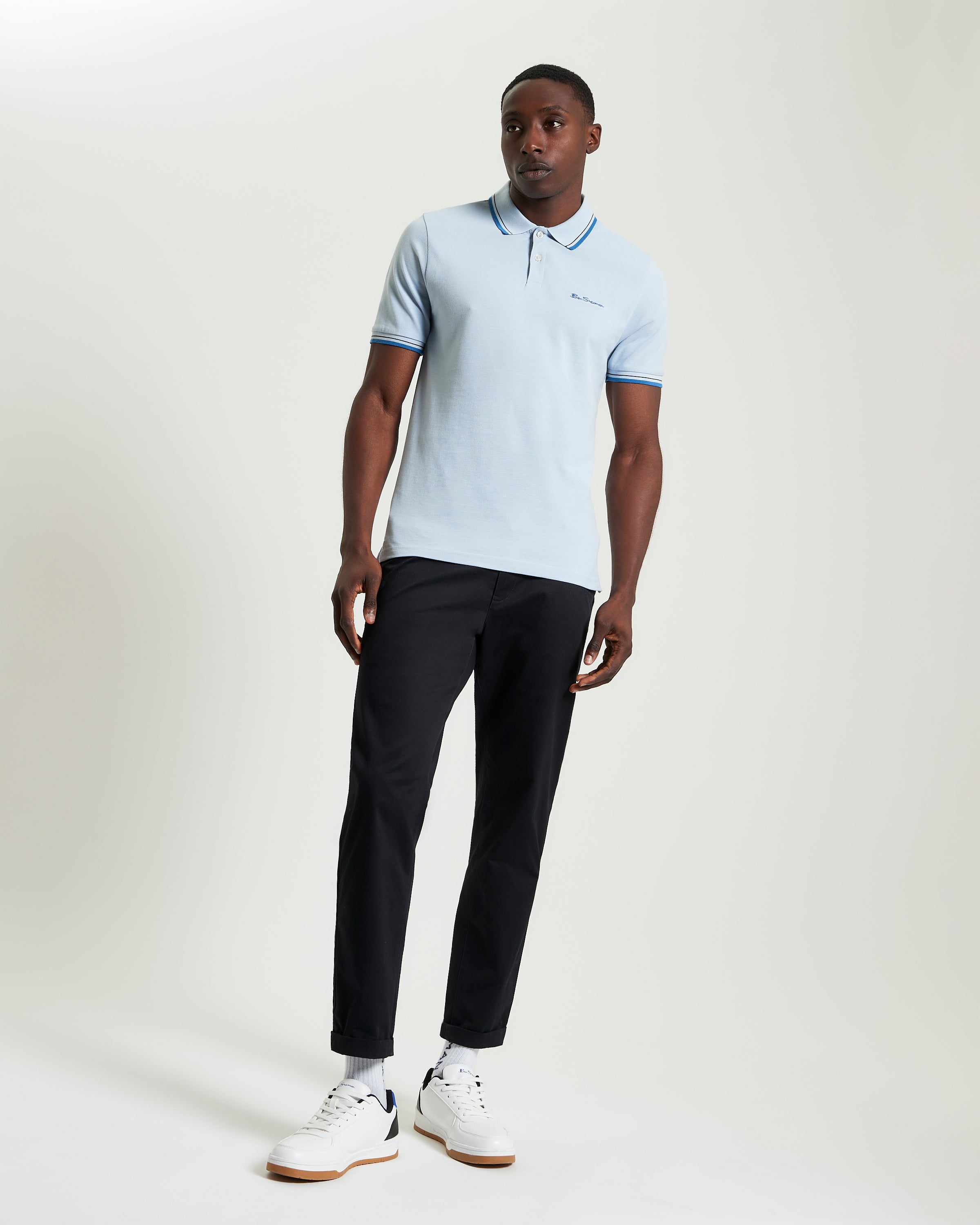 Signature Pique Polo – Light Blue, regular fit polo with contrast detailing and sustainable organic cotton.