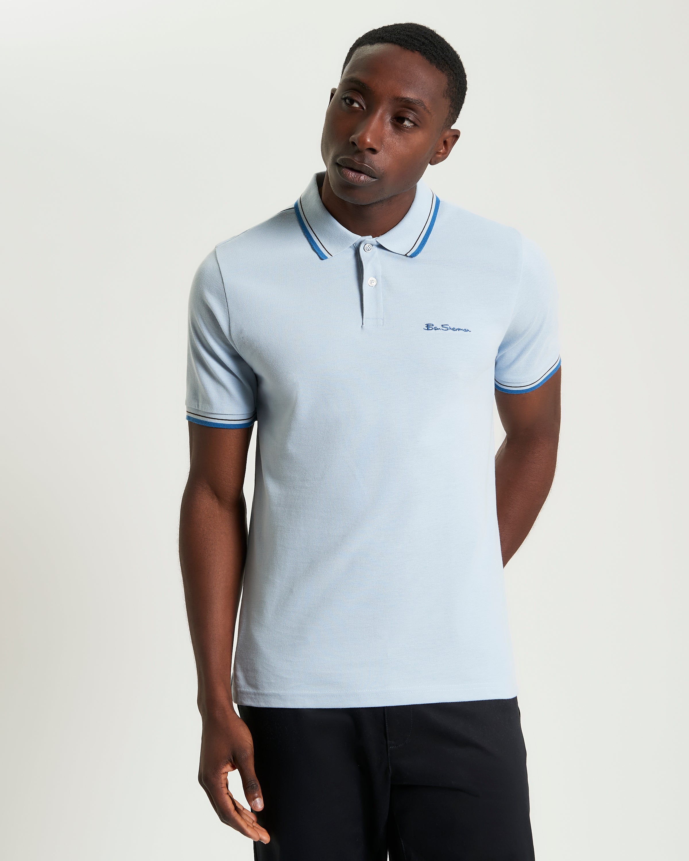 Signature Pique Polo – Light Blue – Regular Fit with Contrast Detailing