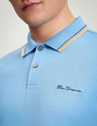 Signature Pique Polo – Blue with contrasting collar detailing and embroidered Ben Sherman logo.