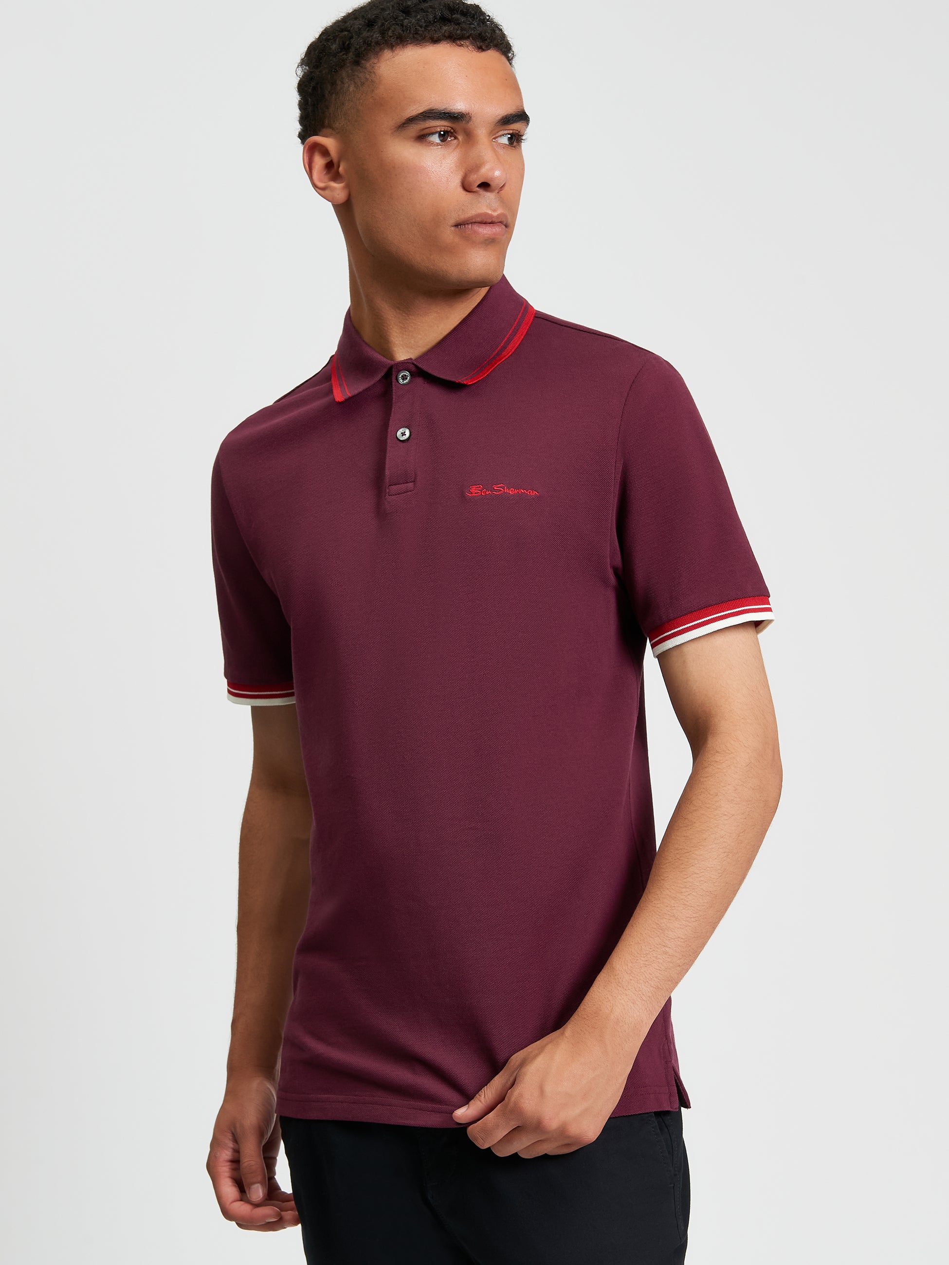 Signature Pique Polo - Burgundy - Front View