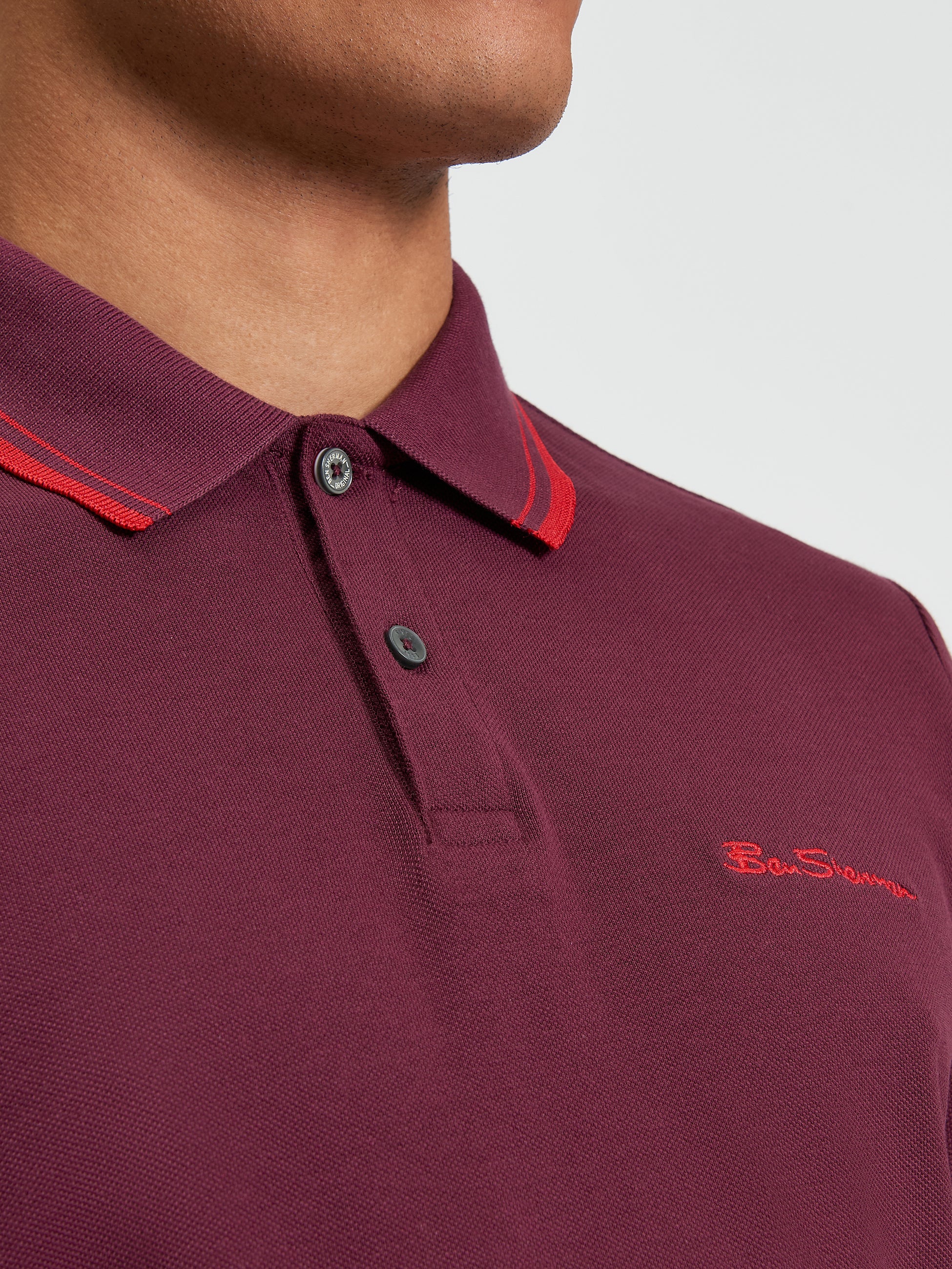 Signature Pique Polo - Burgundy - Full Length View
