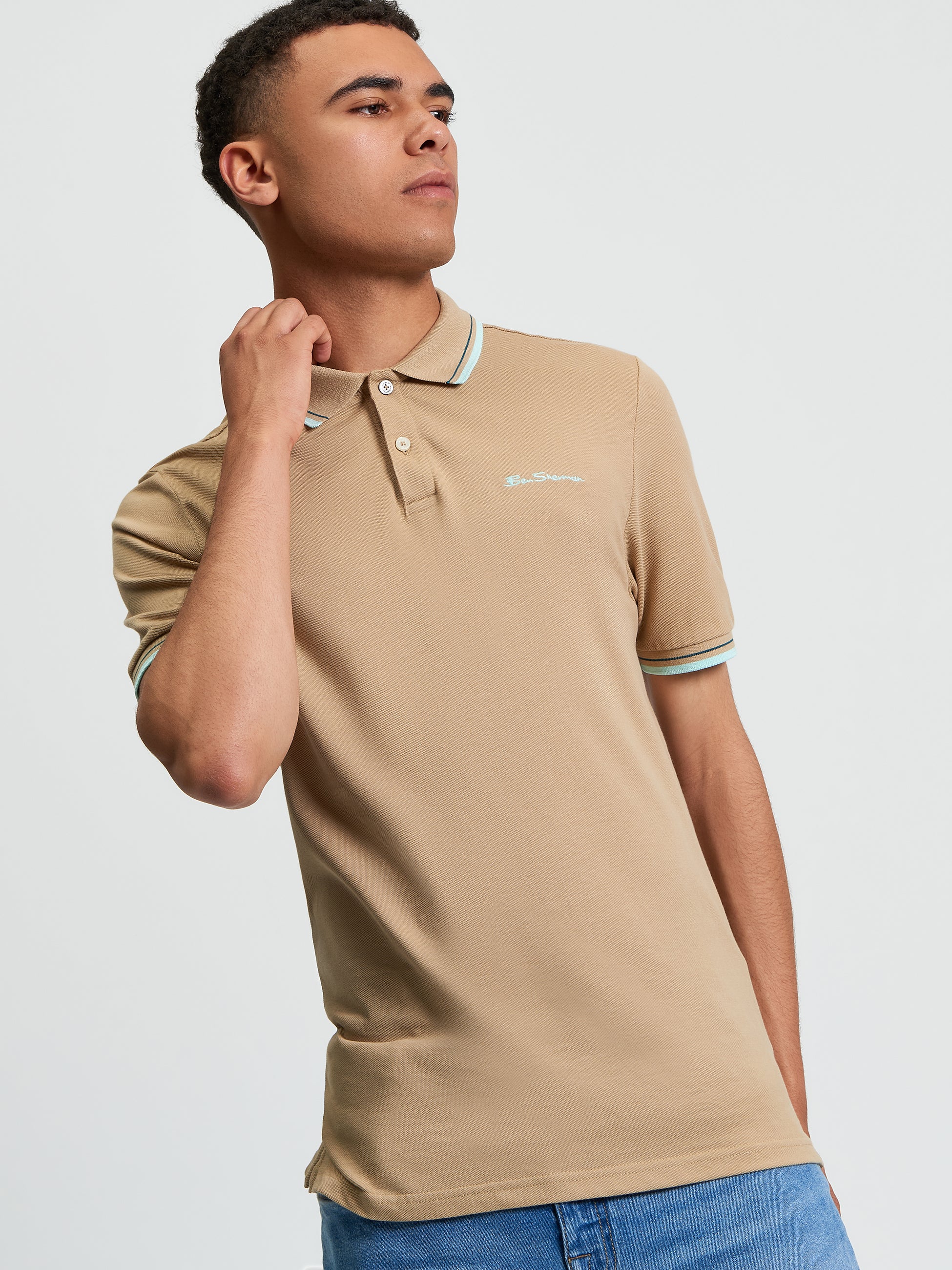 Signature Pique Polo - Sand - Front