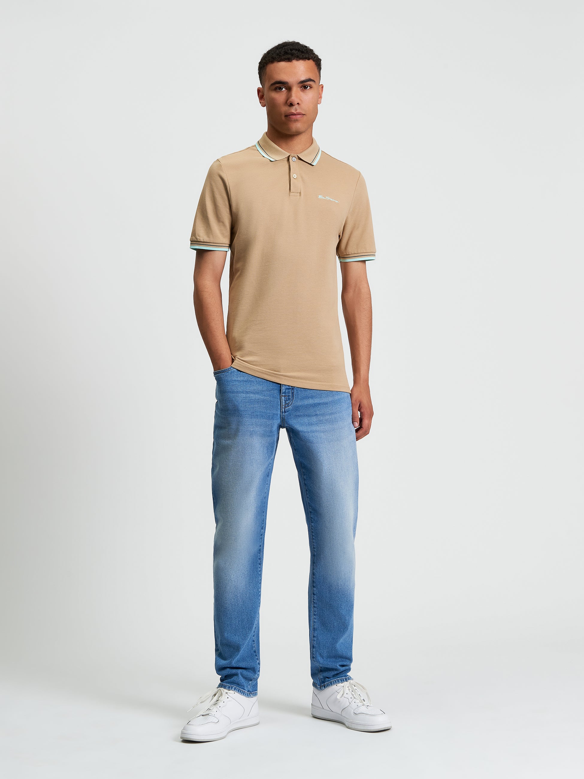 Signature Pique Polo - Sand - Full Length