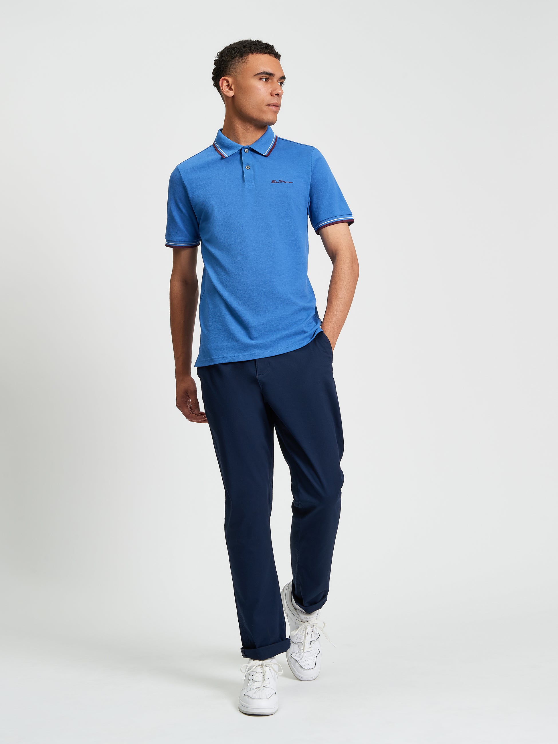 Signature Pique Polo- Cobalt - Full Length View