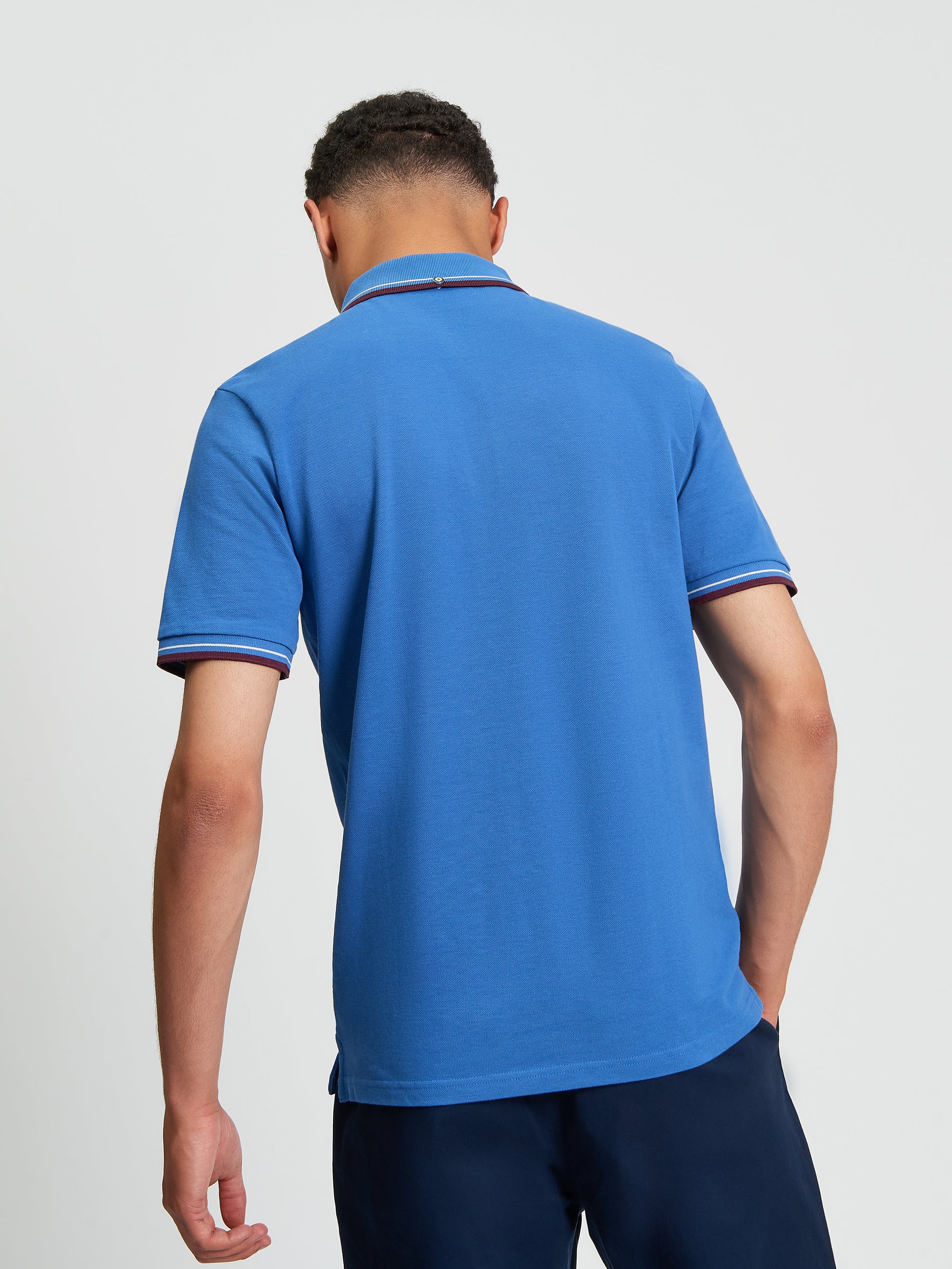 Signature Pique Polo- Cobalt - Back View