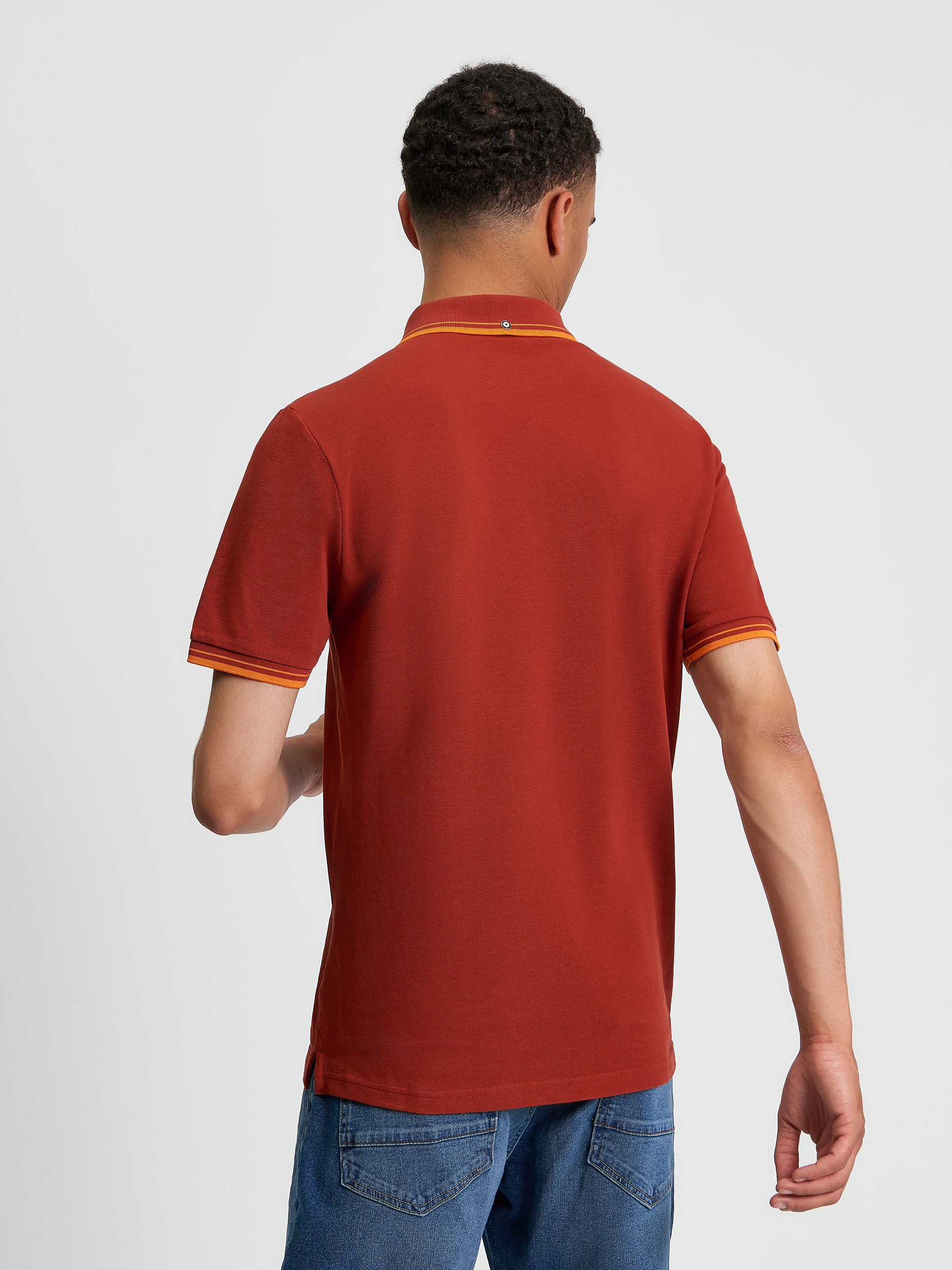 Signature Pique Polo - Burnt Orange - Back View