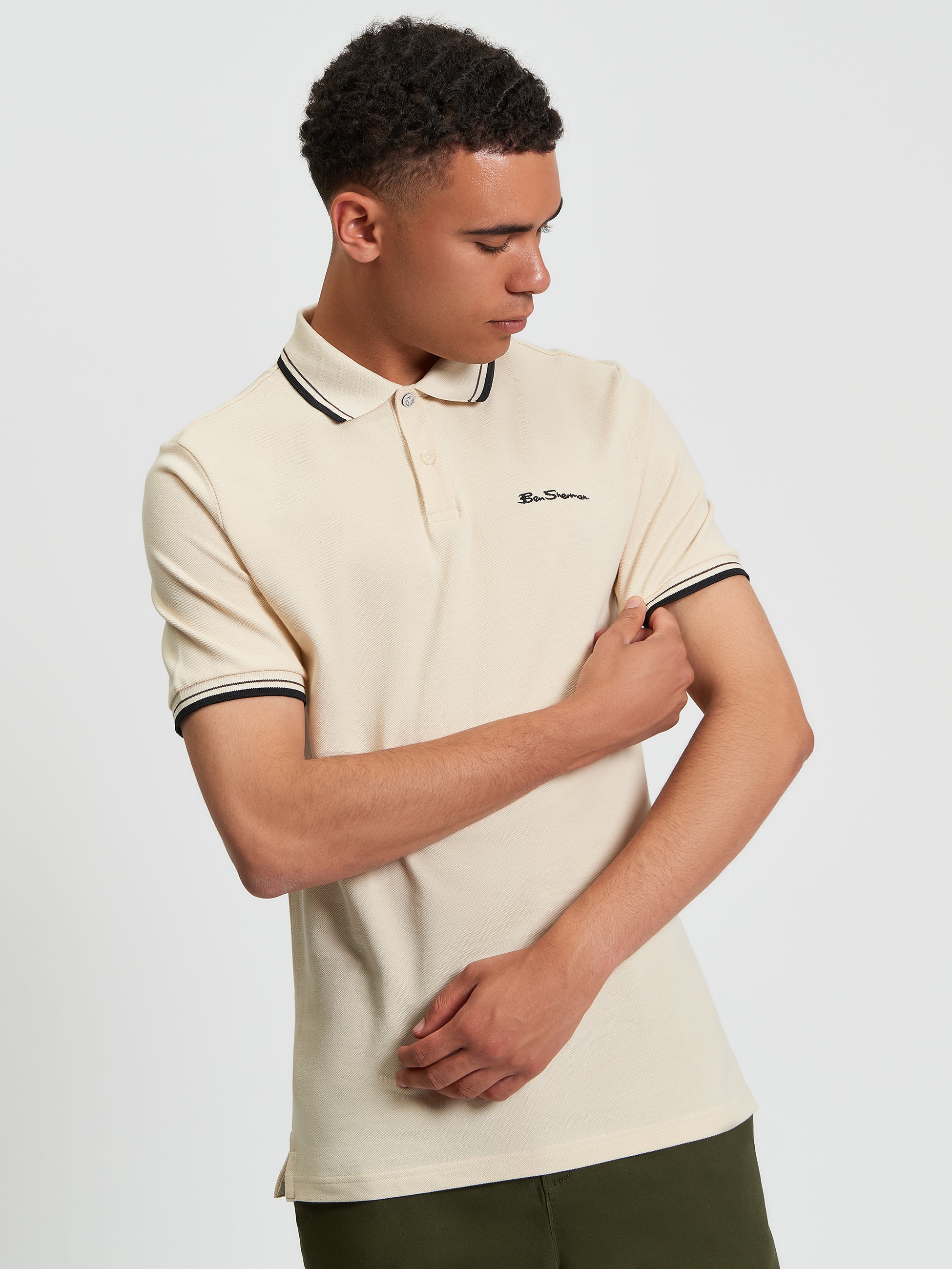 Signature Pique Polo - Fog - Front View