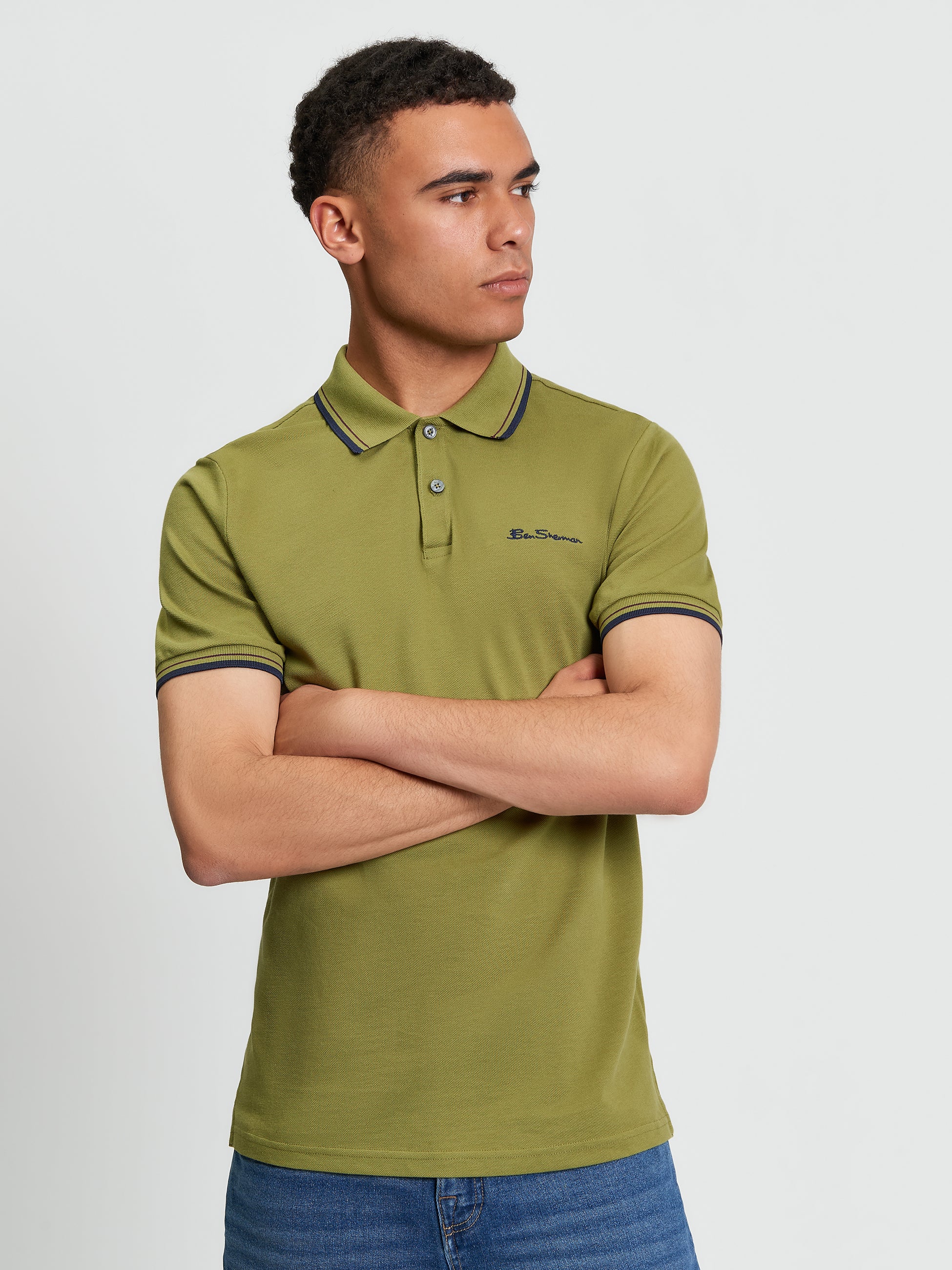 Signature Pique Polo - Green- Front
