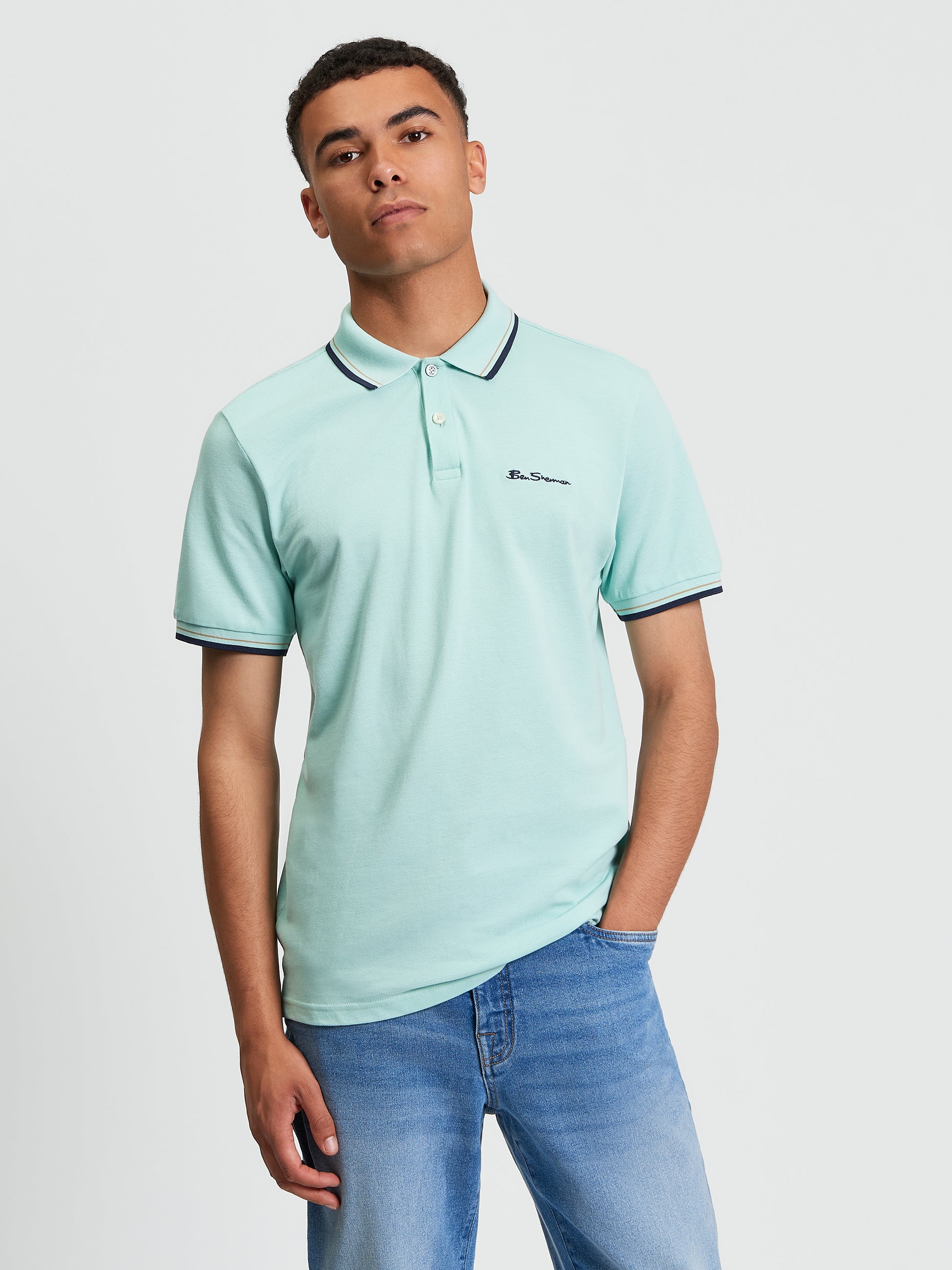 Signature Pique Polo - Mint Green- Front View