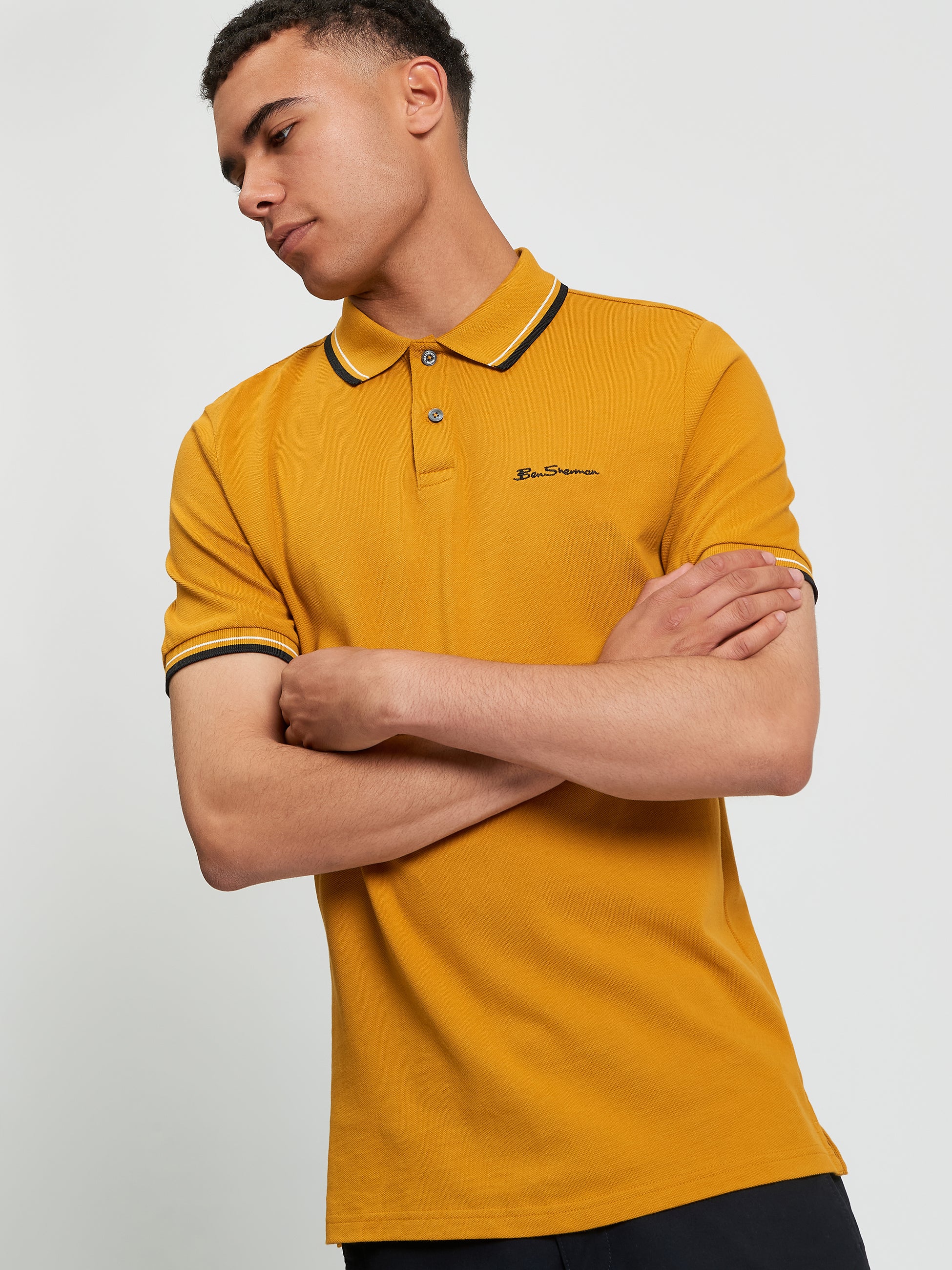 Signature Pique Polo - Mustard - Front 