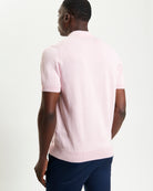 Signature Short Sleeve Polo – Pink, back view showing ribbed collar and tailored fit