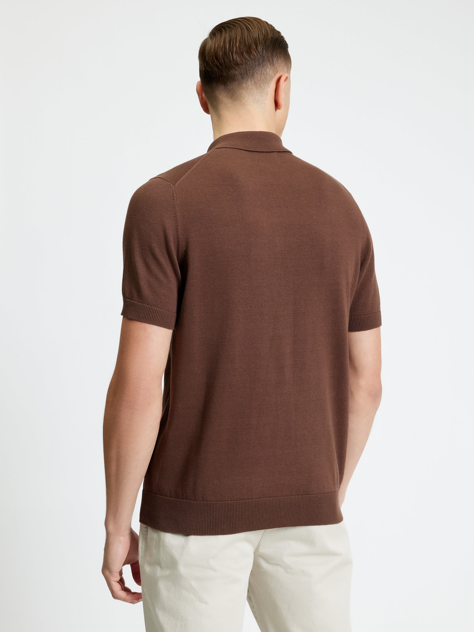 Signature Short Sleeve Polo – back view with ribbed collar and cuffs, perfect for warm weather occasions.