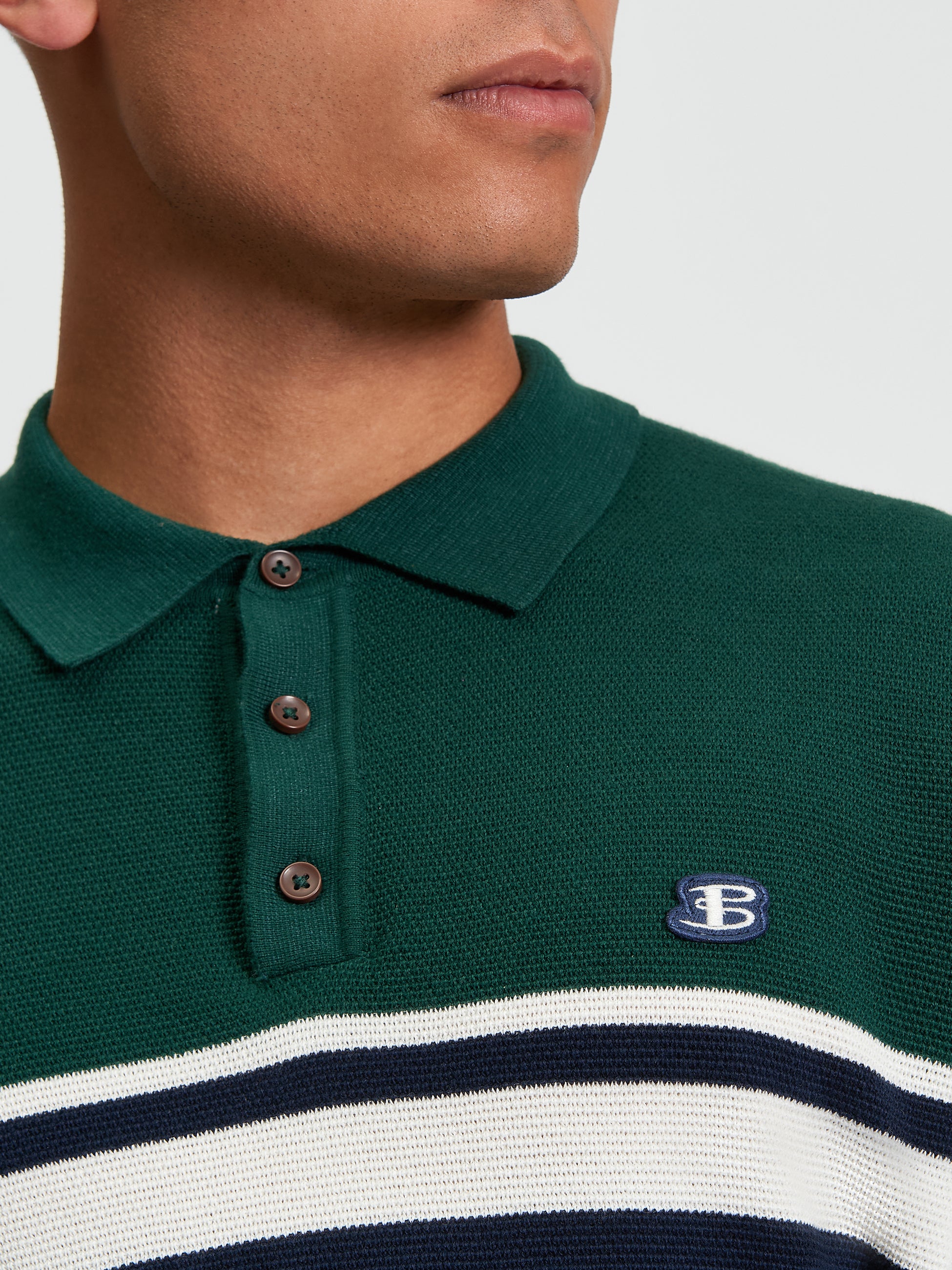 Block Colour Polo Navy Green