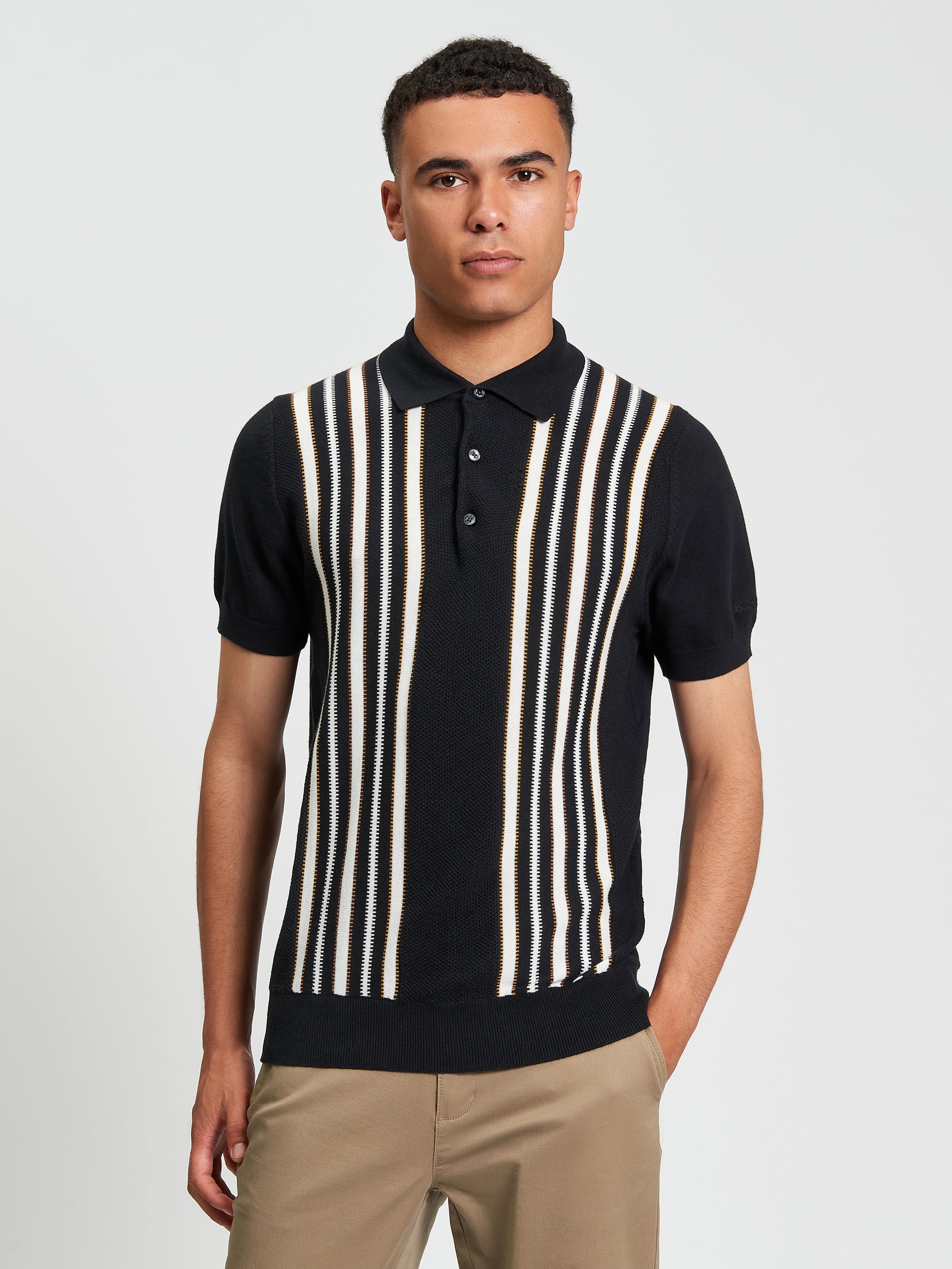 Stripe Polo Black