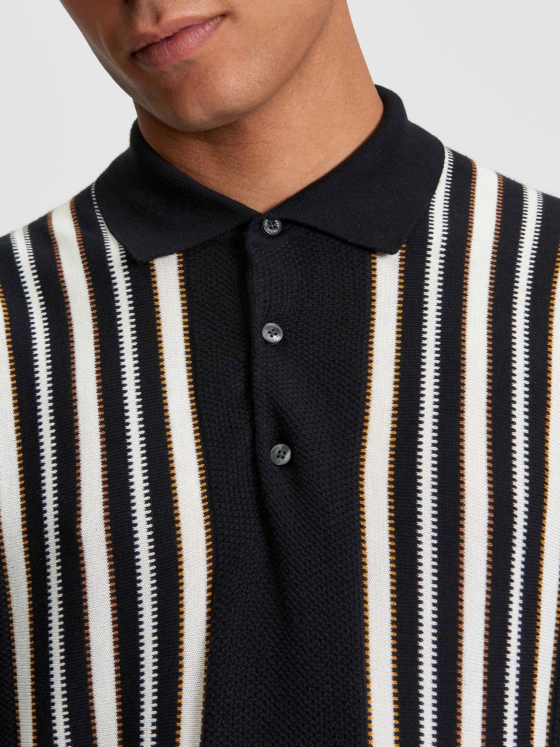 Stripe Polo Black